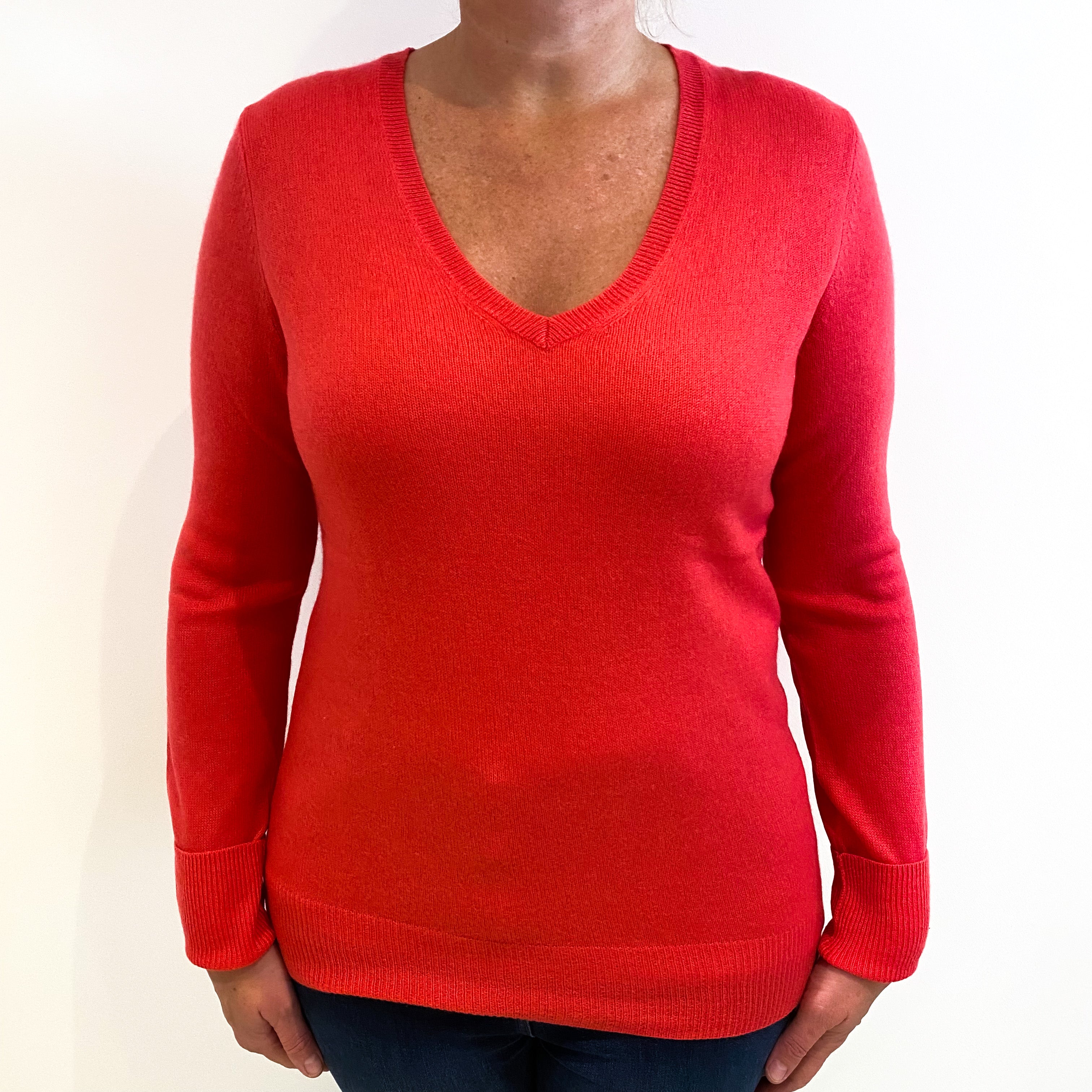 Lupin Pink Lightweight Cashmere V-Neck Jumper Large
