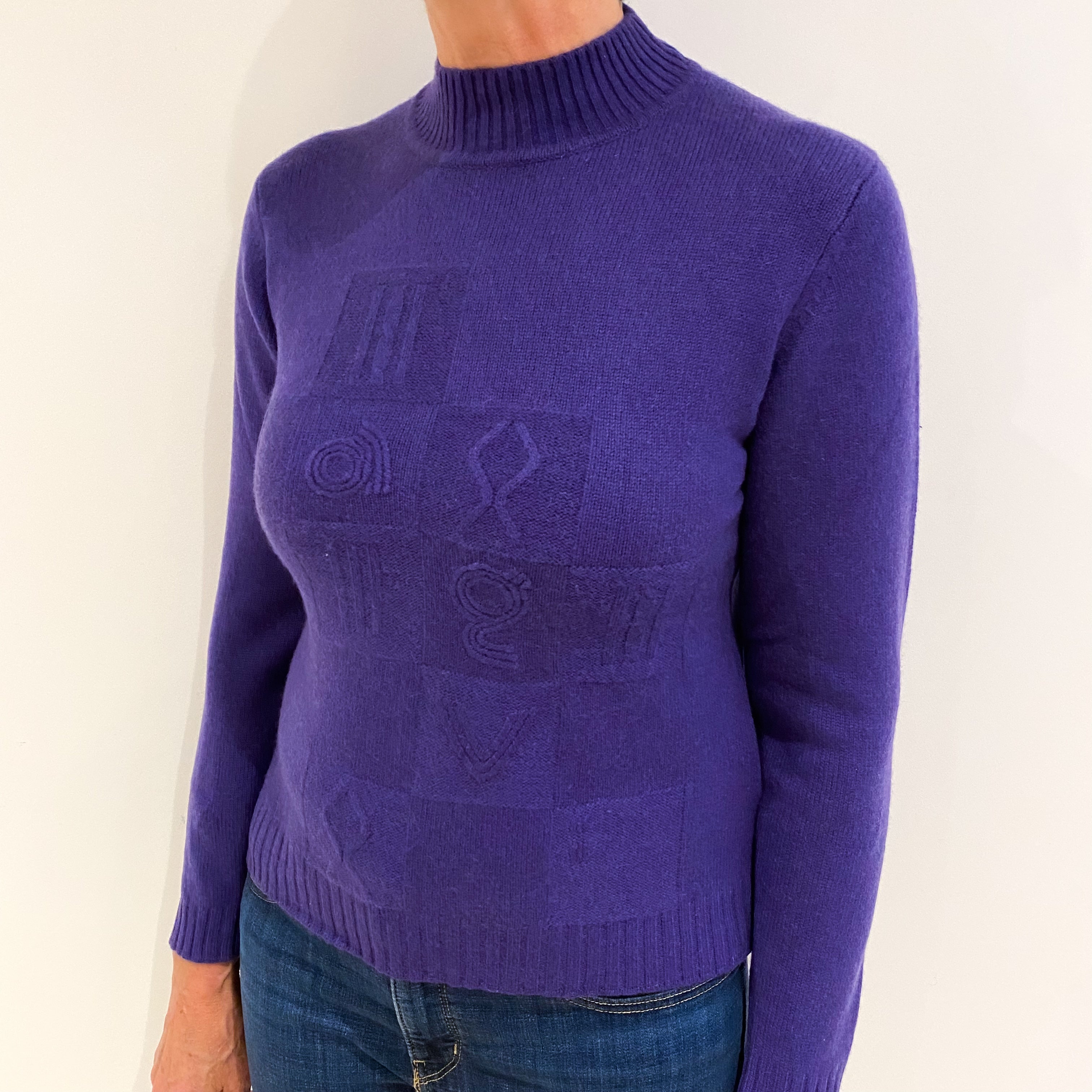 Pansy Purple Cashmere Turtle Neck Jumper Medium