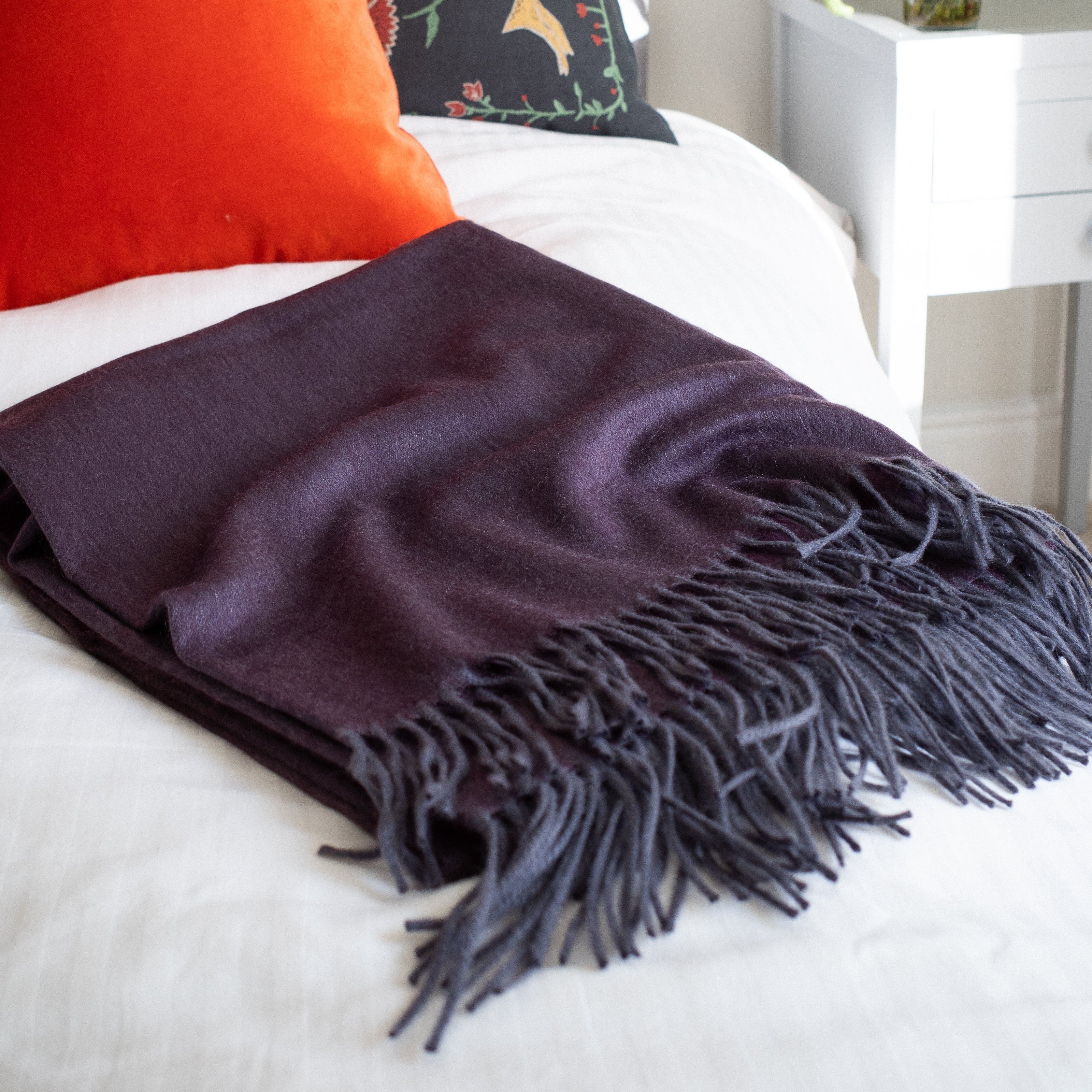 Brand New English Aubergine Marl Luxury Cashmere Blanket