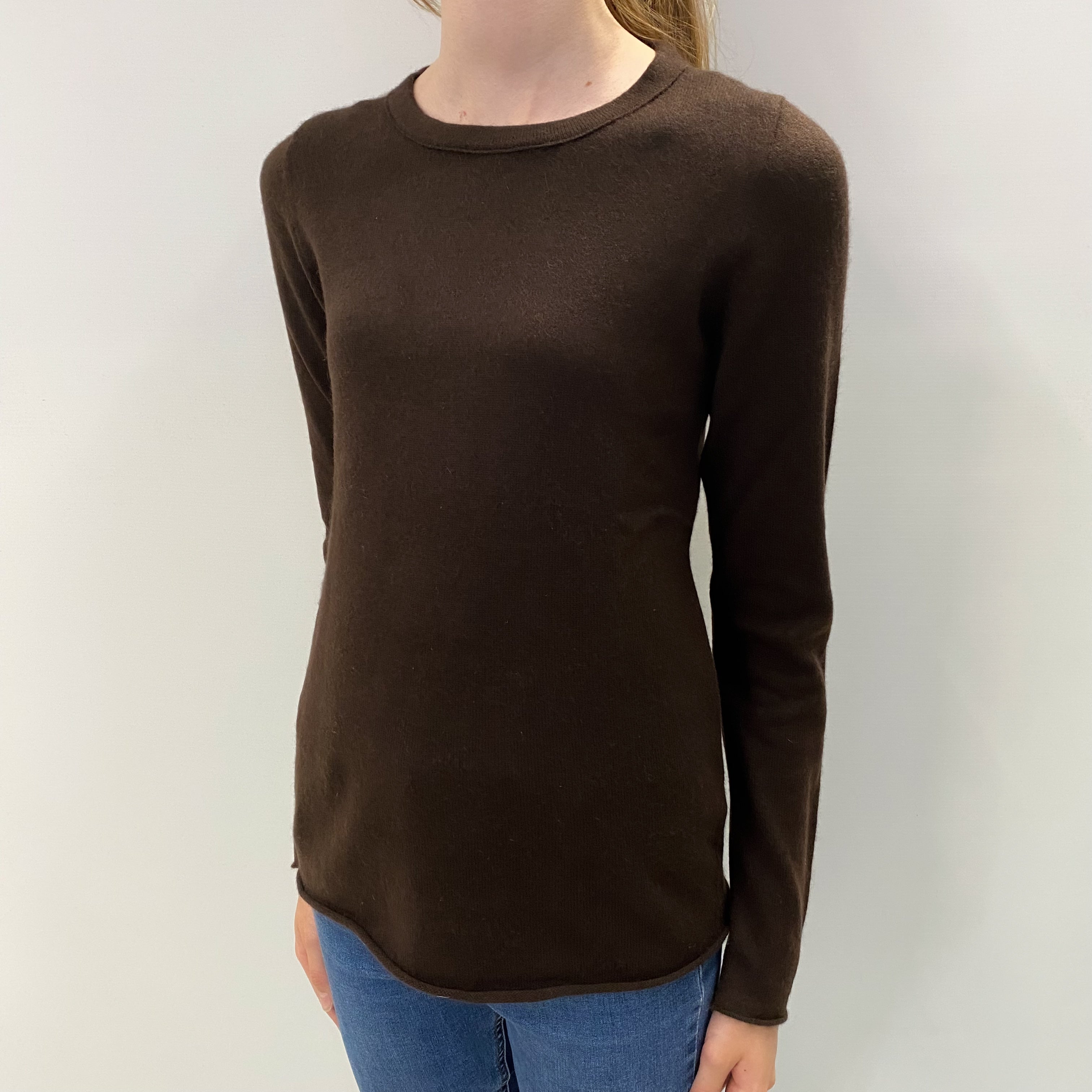 Peppercorn Brown Cashmere Crew Neck Jumper Extra Small