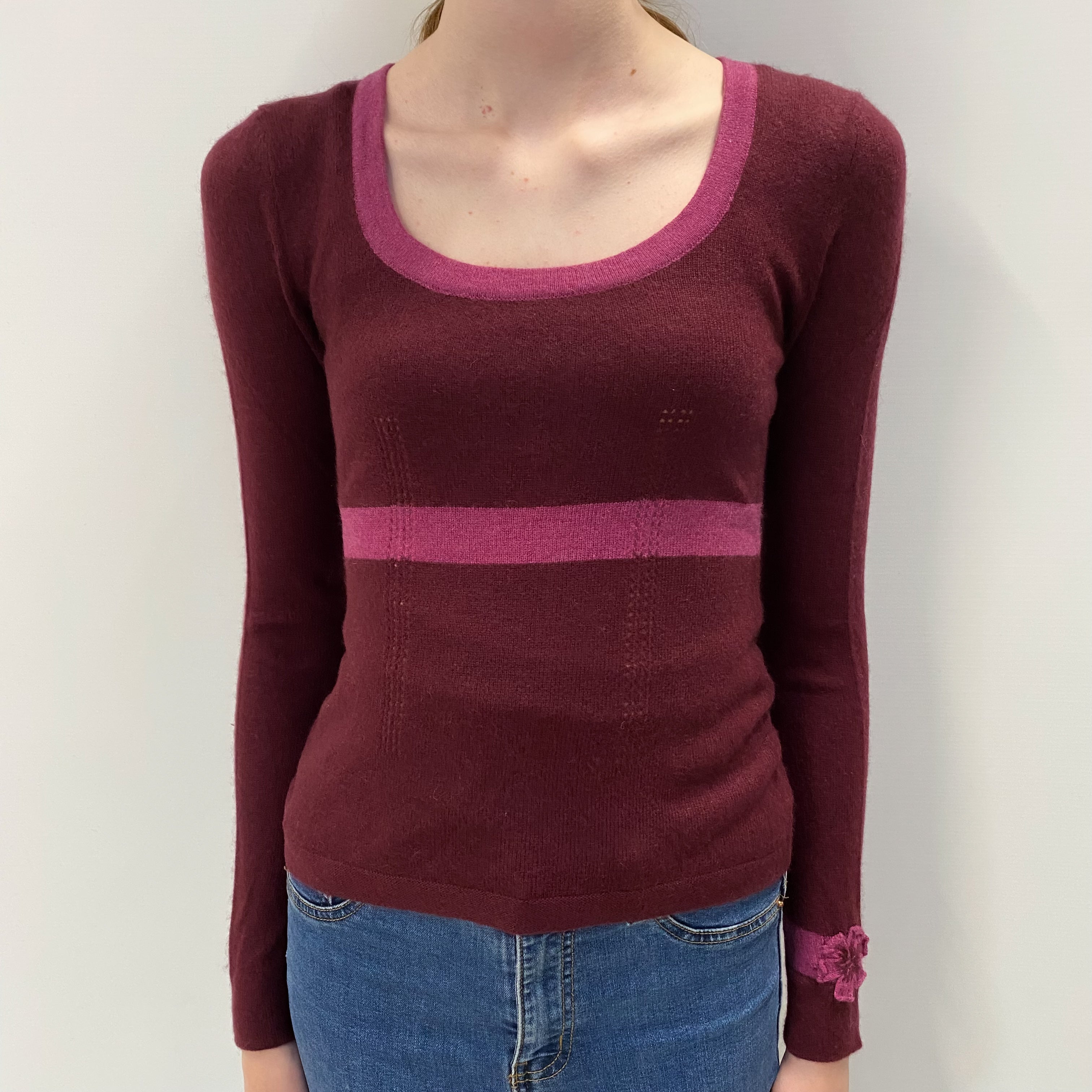 Mulberry and Heather Cashmere Scoop Neck Jumper Extra Small