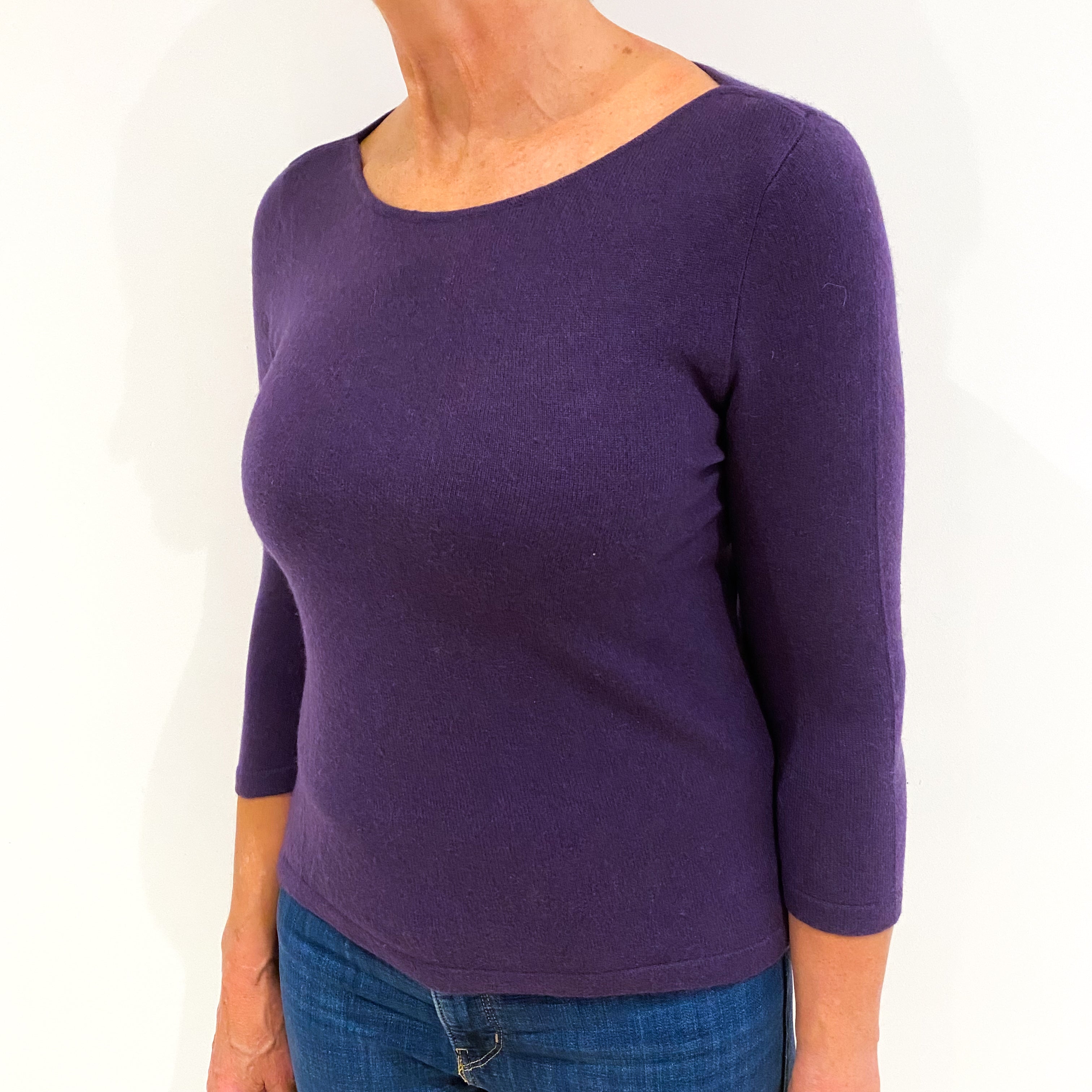 Grape Purple Cashmere Crew Neck Jumper Medium