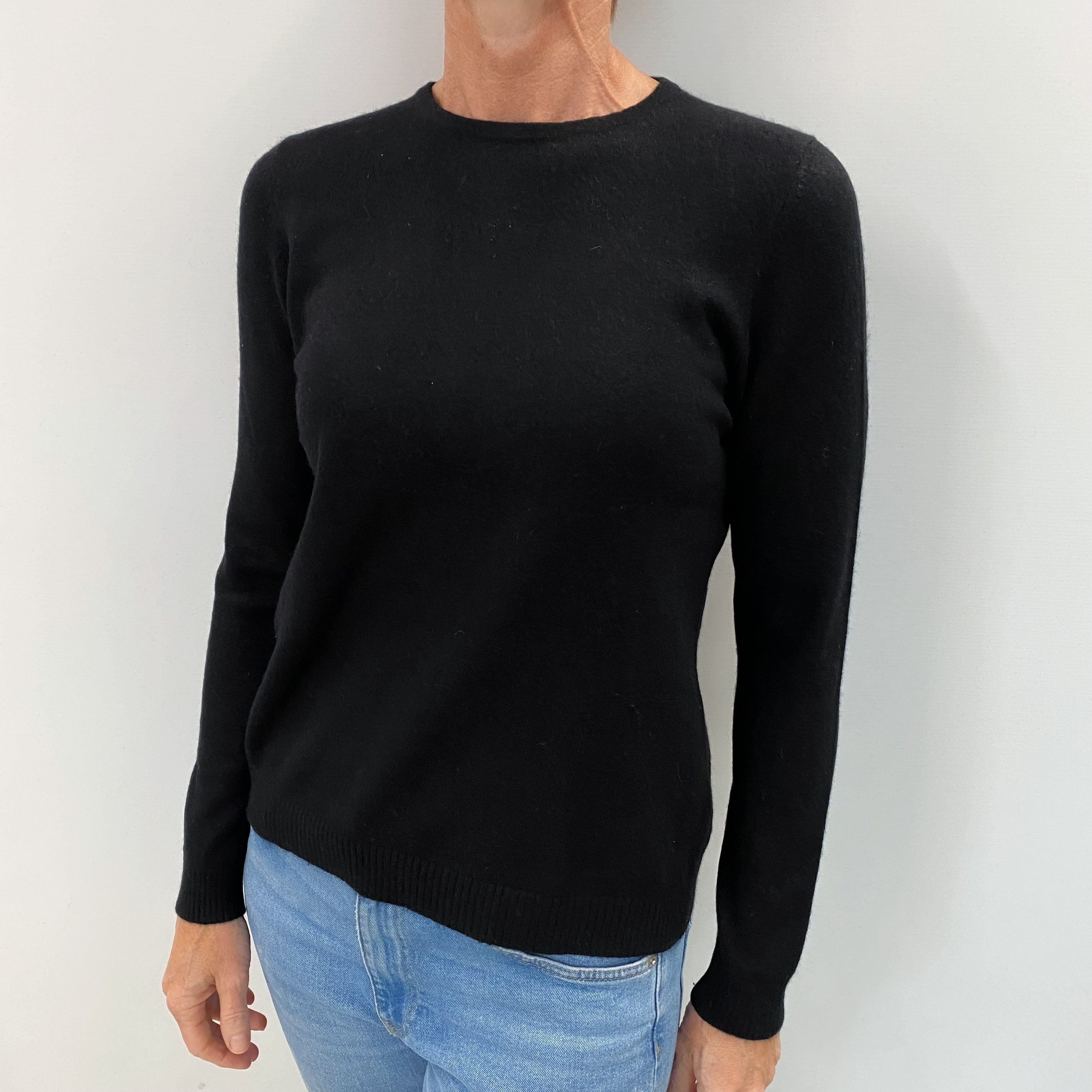 Black Cashmere Crew Neck Jumper Small