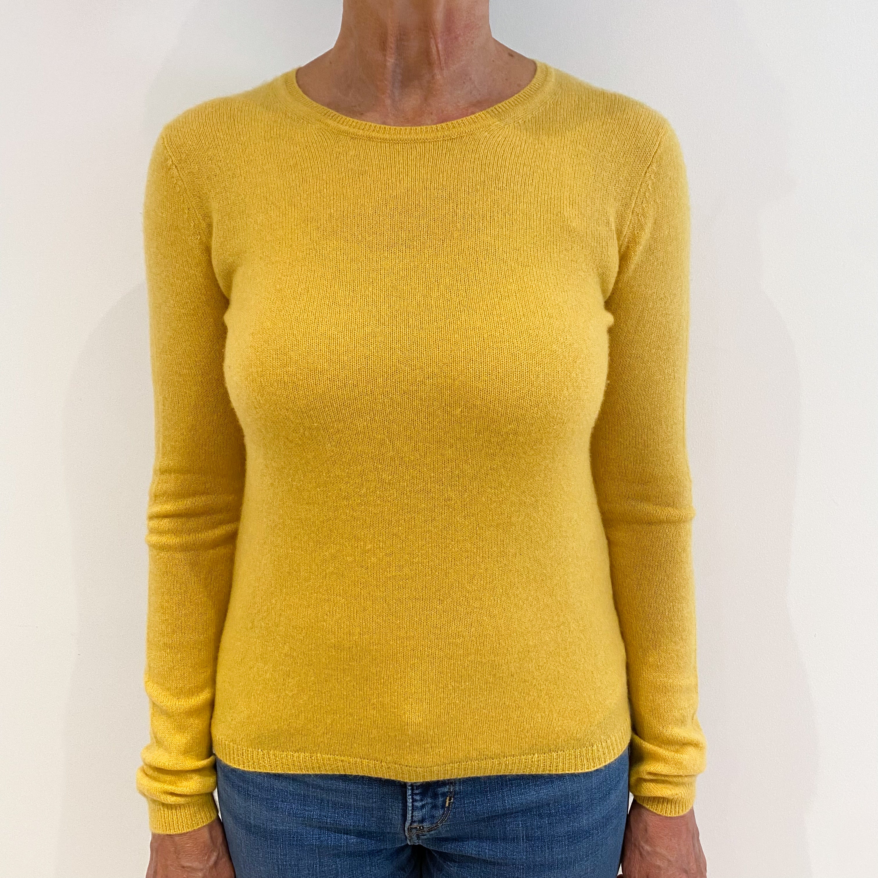 Sunflower Yellow Cashmere Crew Neck Jumper Medium