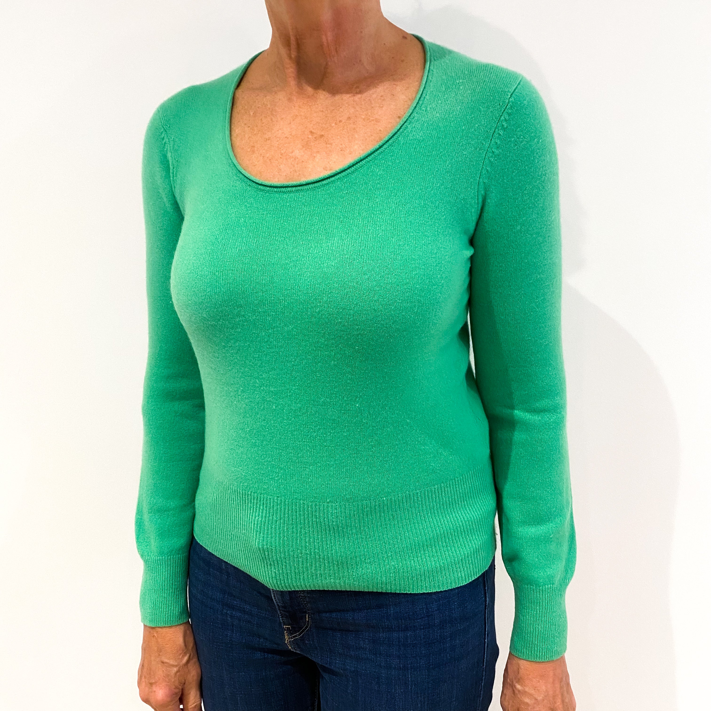 Jade Green Cashmere Crew Neck Jumper Medium