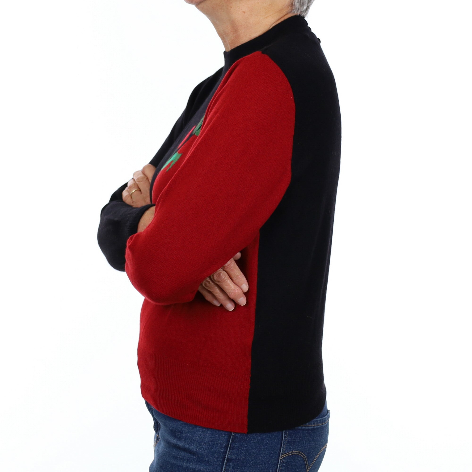 Black and Red Tulip Cashmere Turtle Neck Jumper Medium