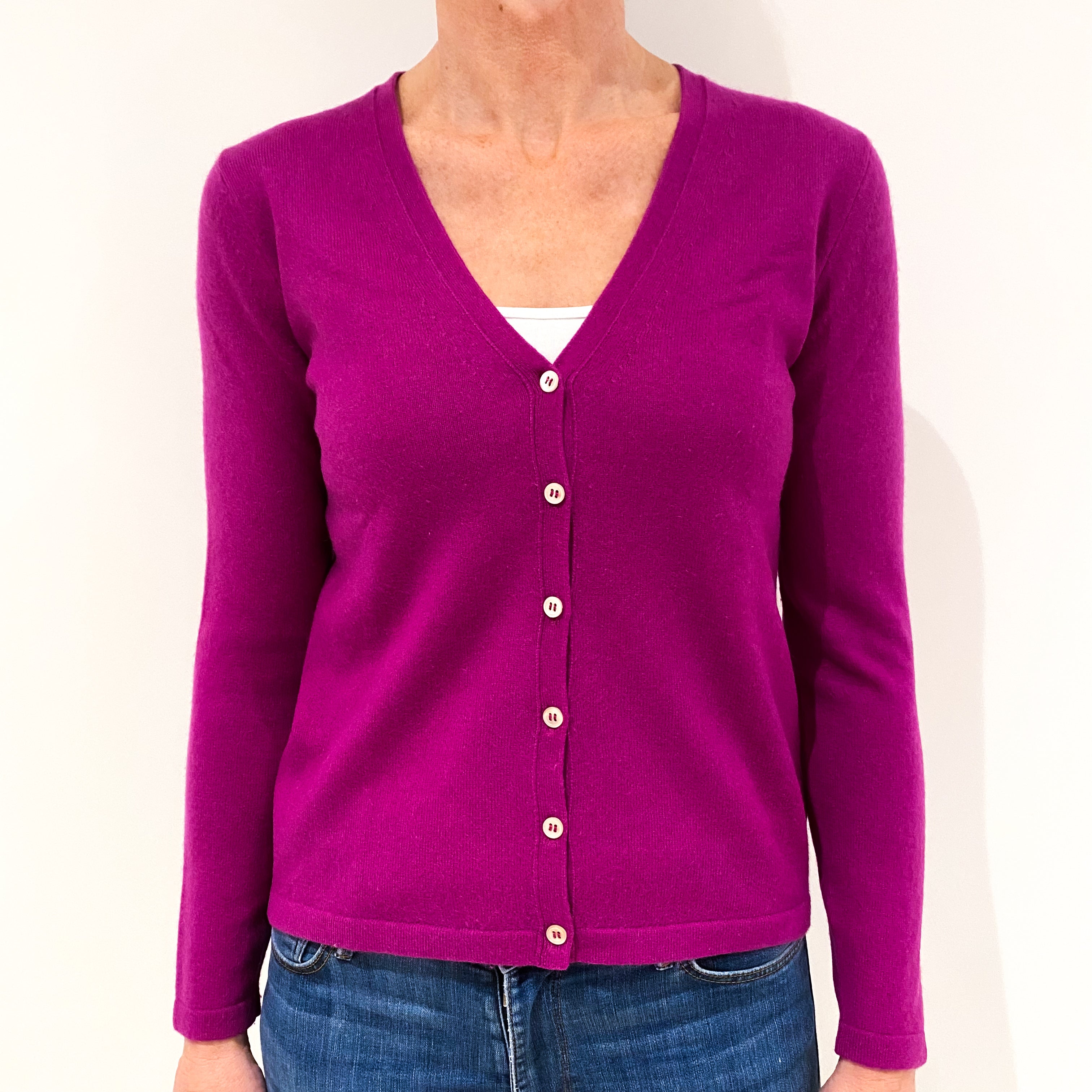 Magenta Pink Cashmere Cardigan Small