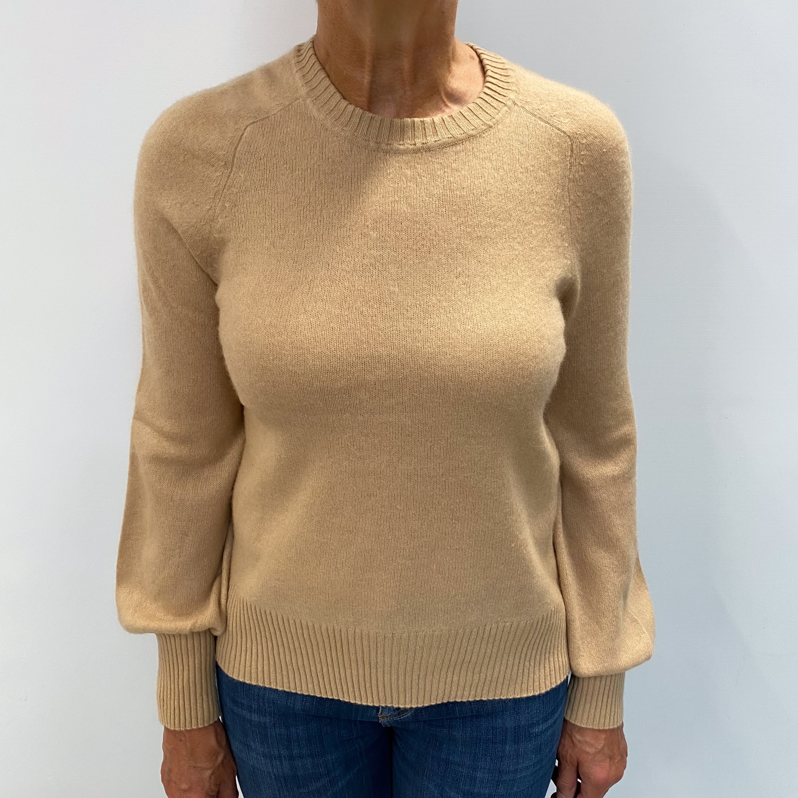 Caramel Brown Cashmere Crew Neck Jumper Medium