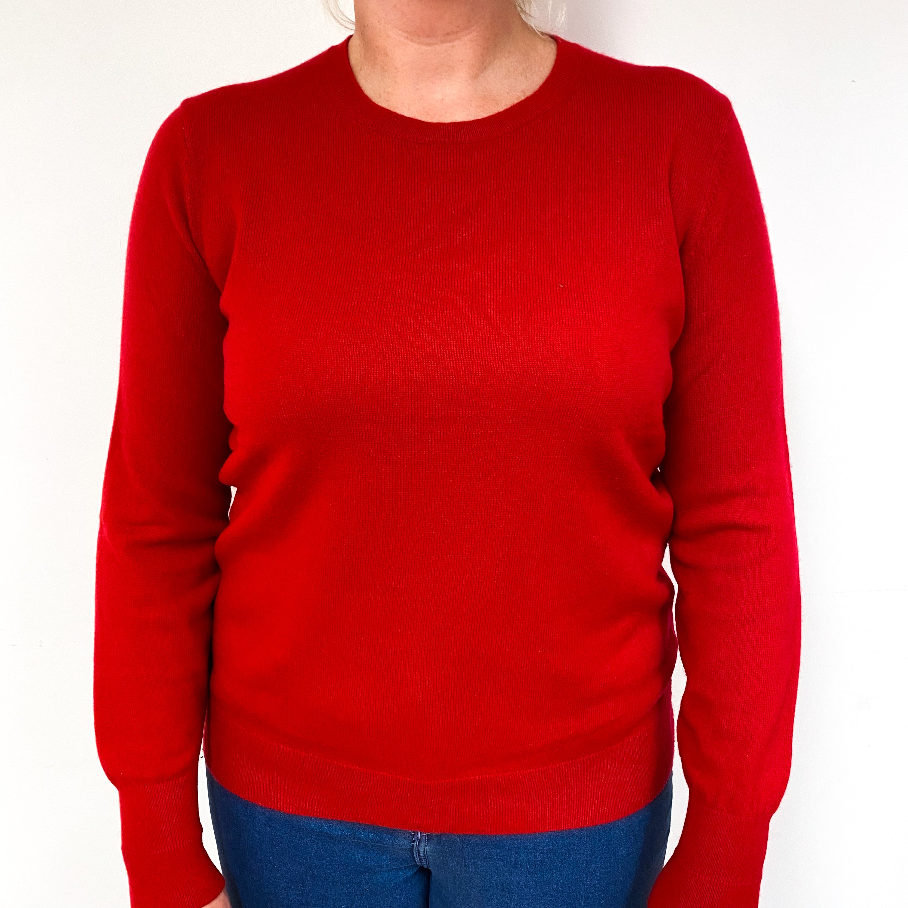 Berry Red Cashmere Crew Neck Jumper Large