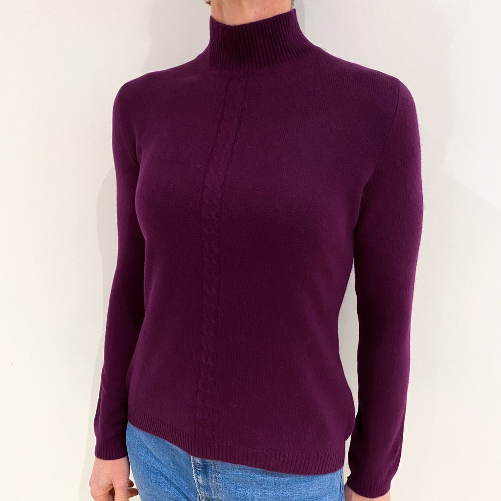 Plum Purple Cashmere Turtle Neck Jumper Small