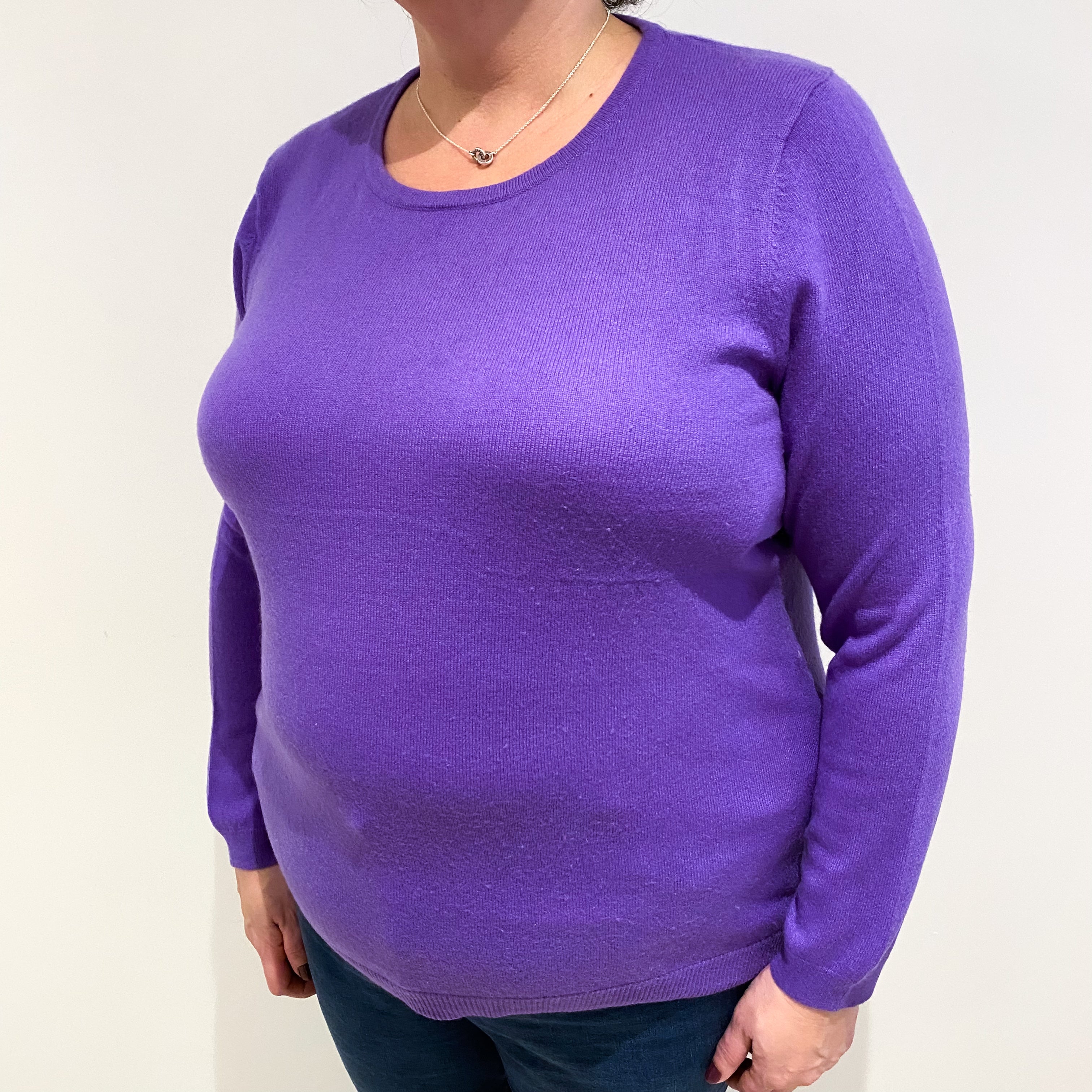 Violet Purple Cashmere Crew Neck Jumper Extra Large