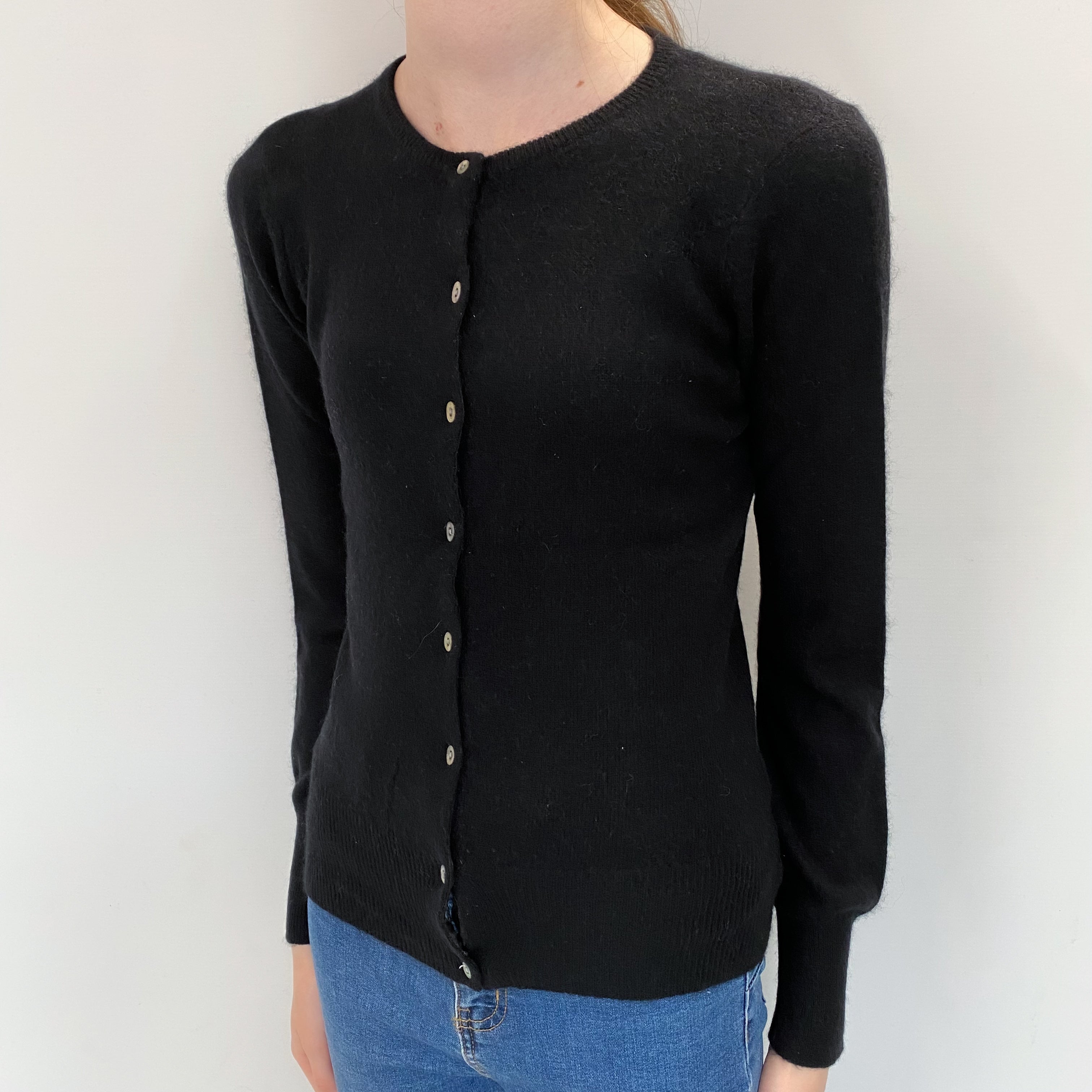 Black Cashmere Crew Cardigan Extra Small