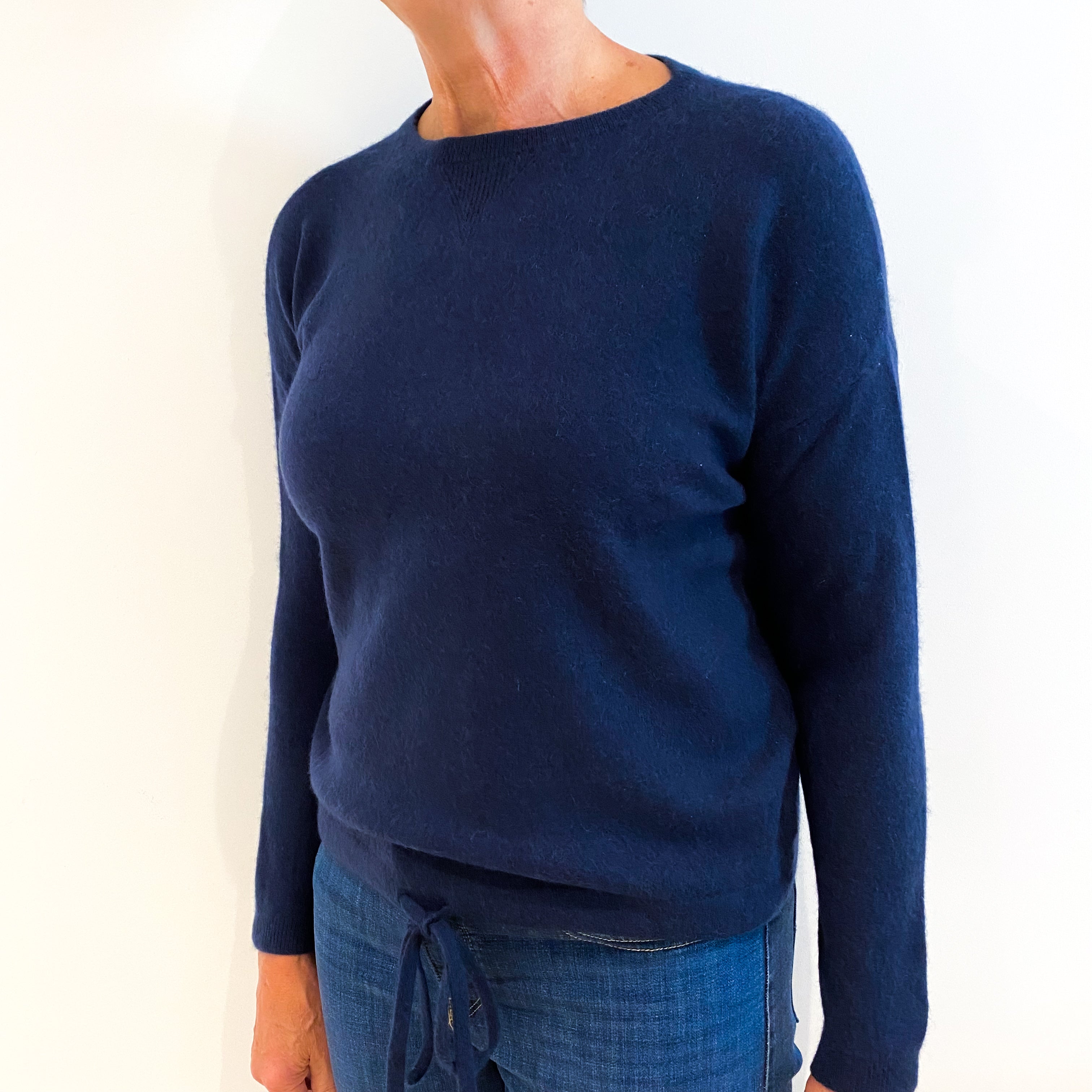 Navy Blue Cashmere Crew Neck Jumper Medium