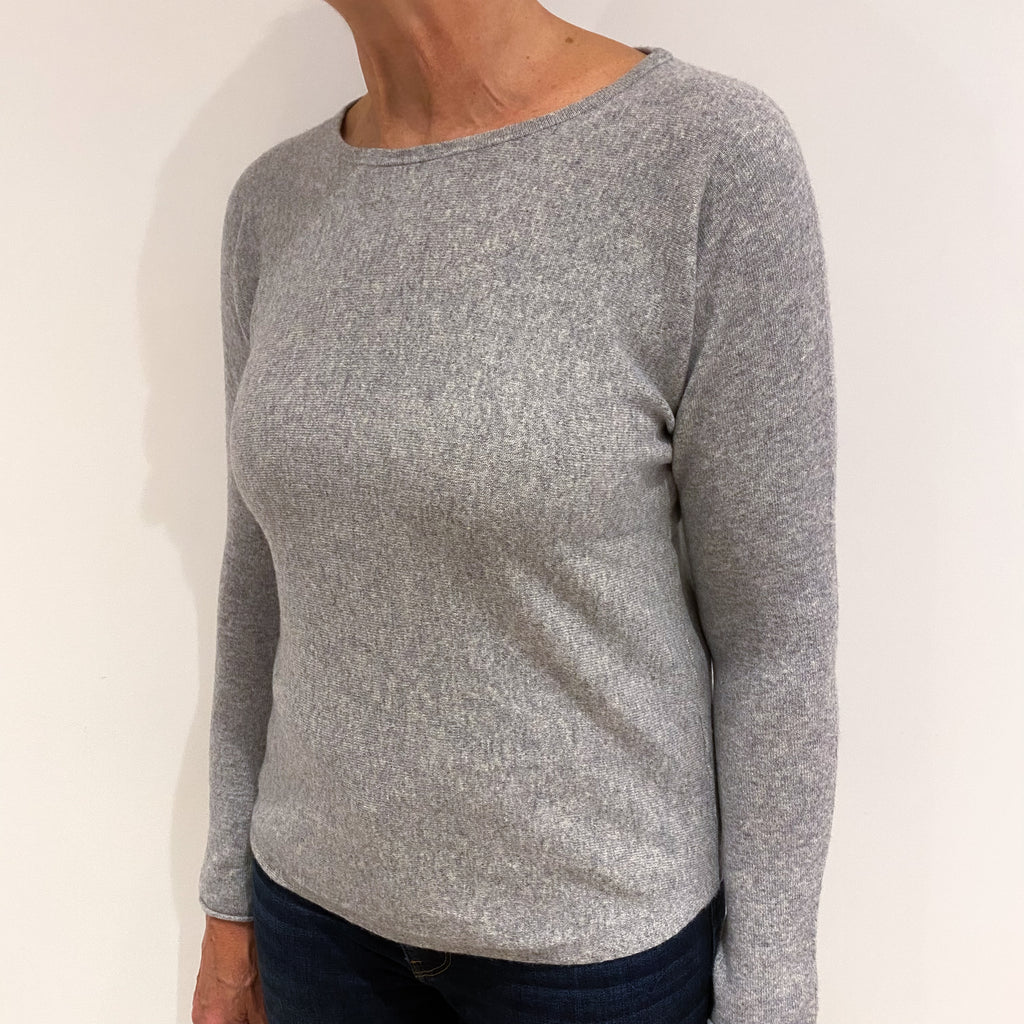 Smoke Grey Cashmere Batwing Boat Neck Jumper Medium