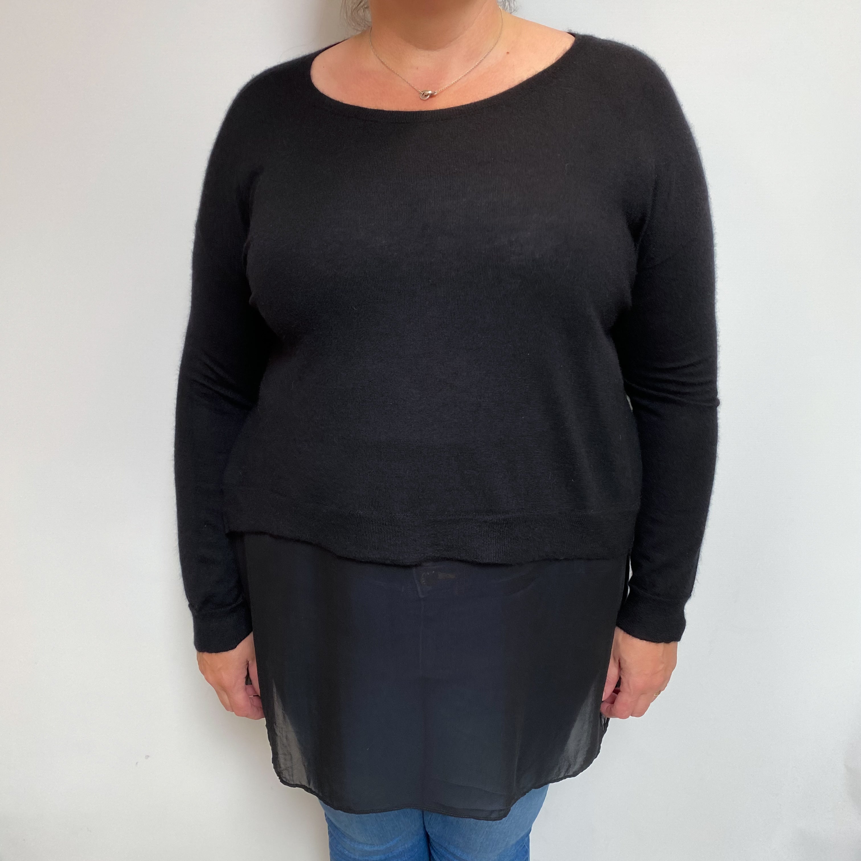 Black Cashmere Crew Neck Jumper Extra Large