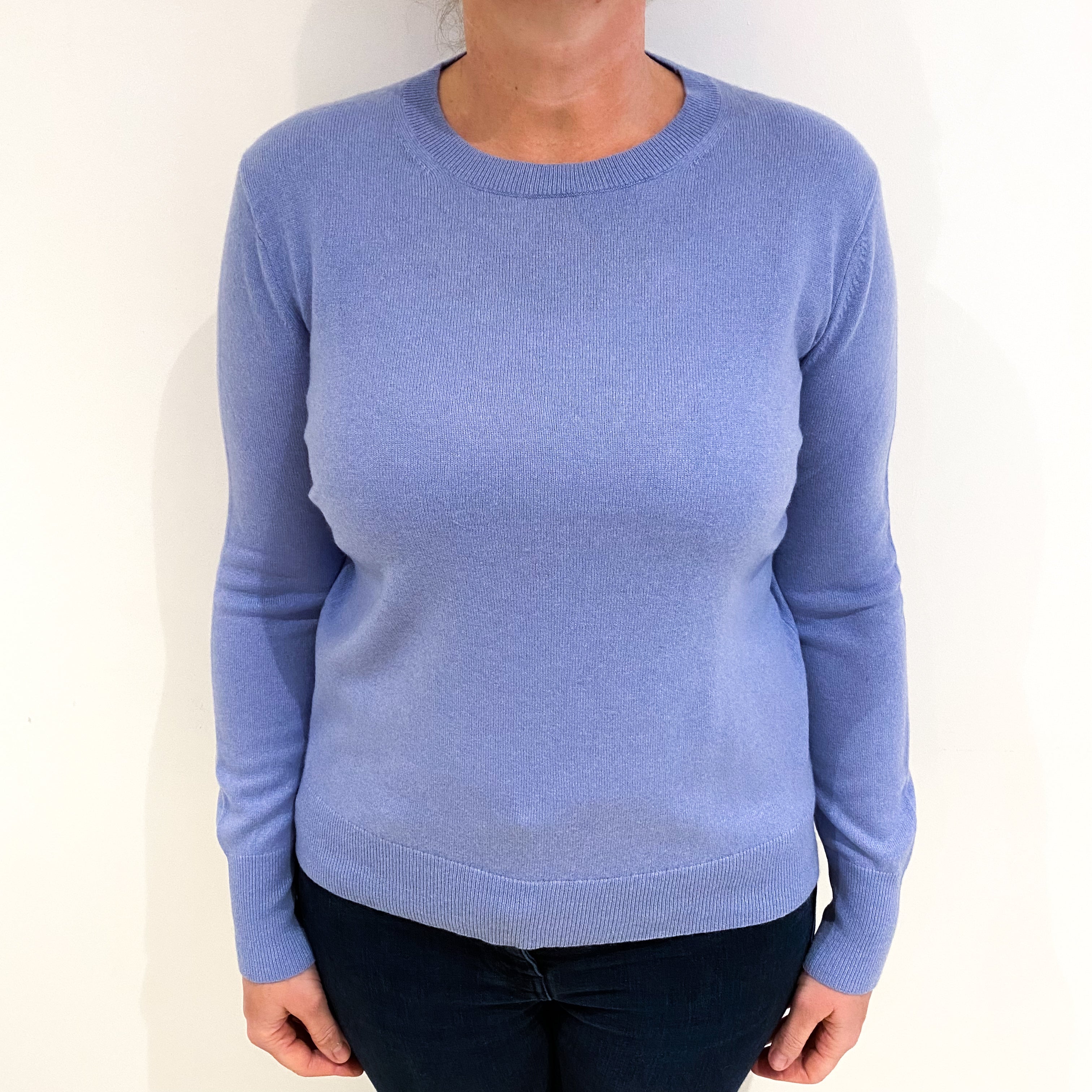 Dusty Blue Cashmere Crew Neck Jumper Large