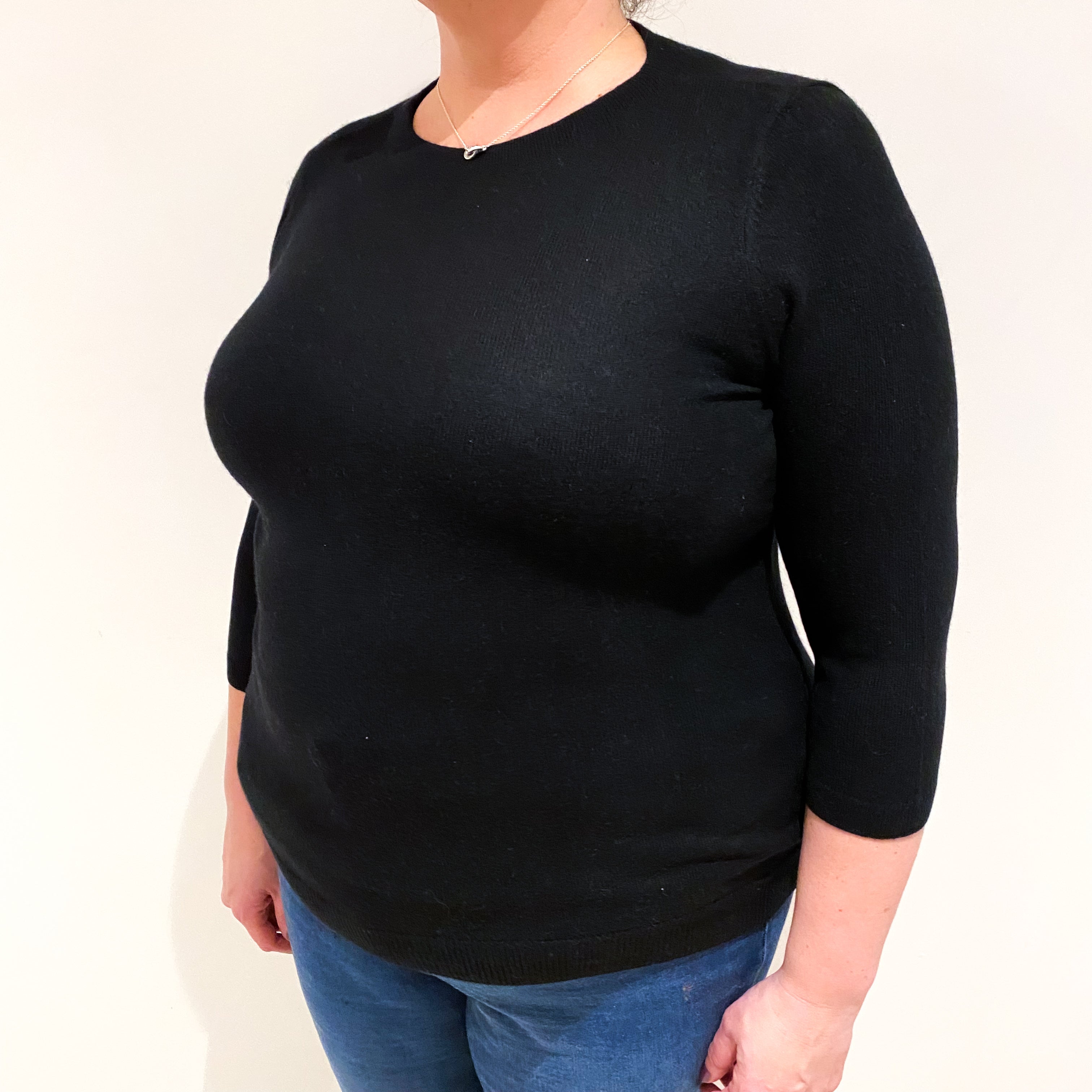 Black Cashmere Crew Neck Jumper Extra Large