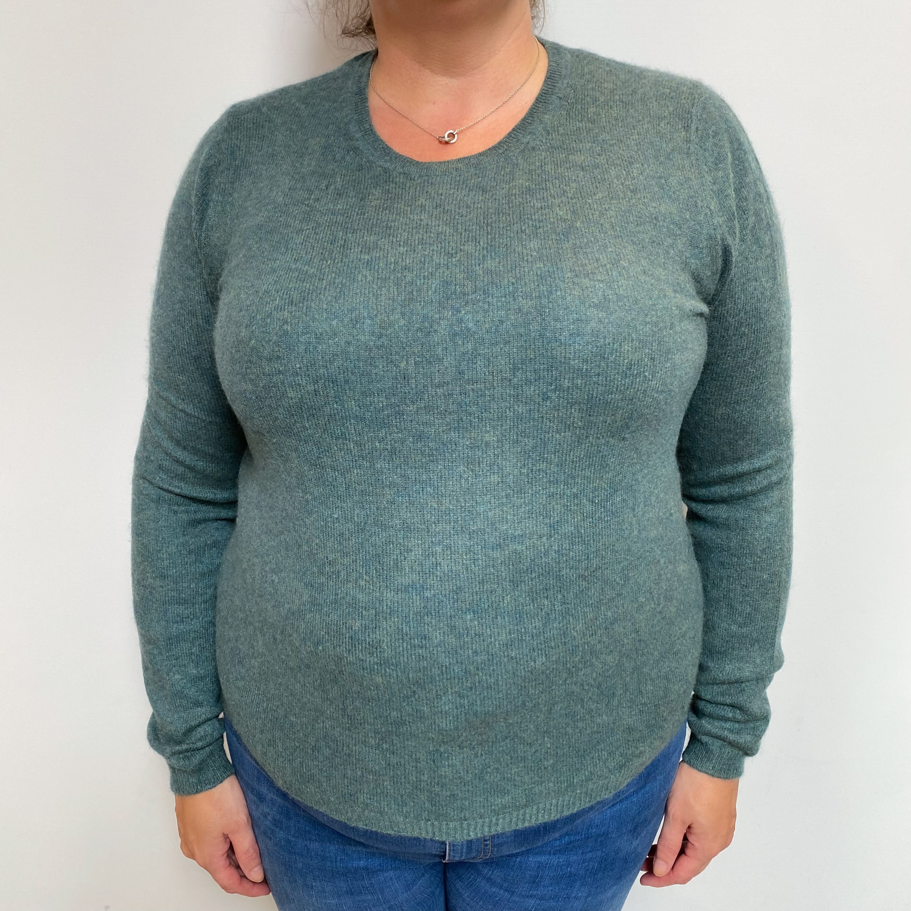 Spruce Green Cashmere Crew Neck Jumper Extra Large