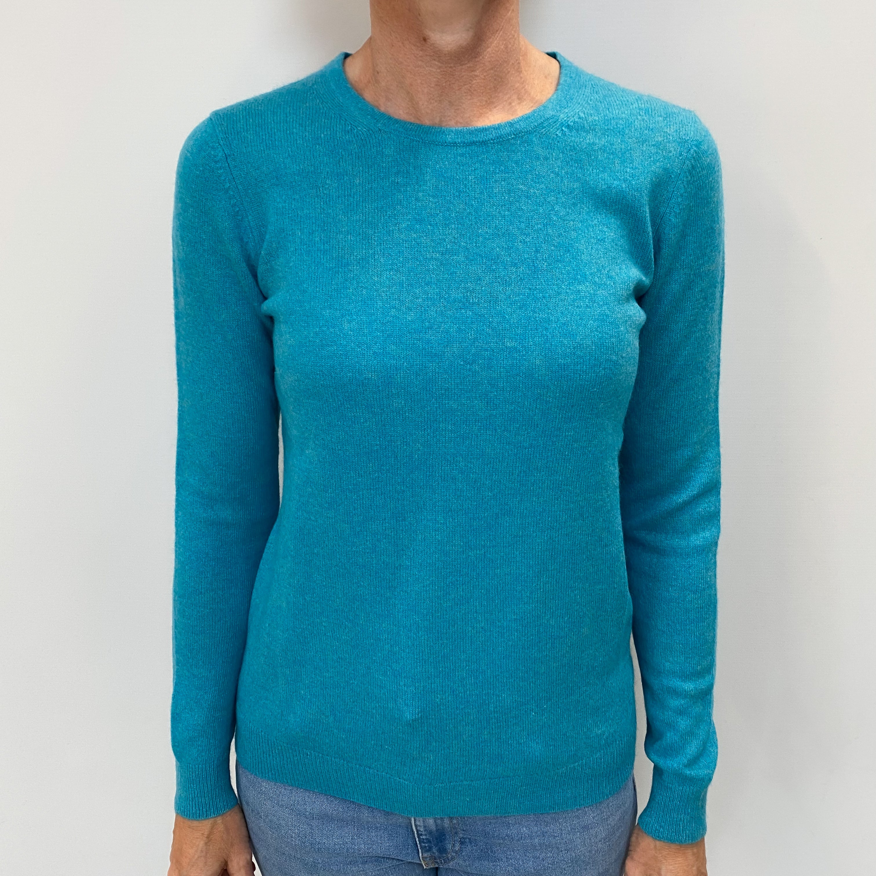 Turquoise Blue Cashmere Crew Neck Jumper Small