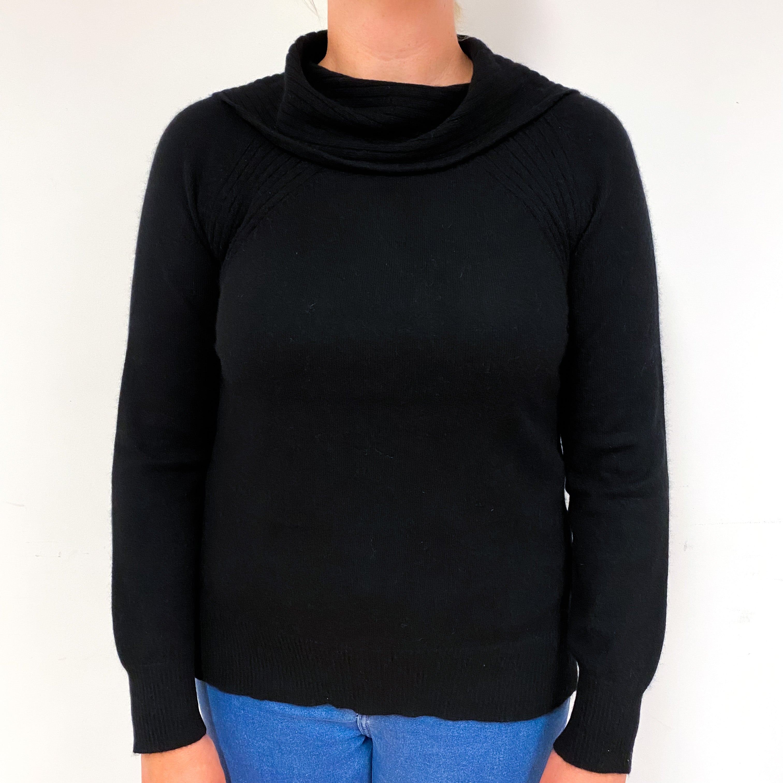 Black Cashmere Cowl Neck Jumper Large