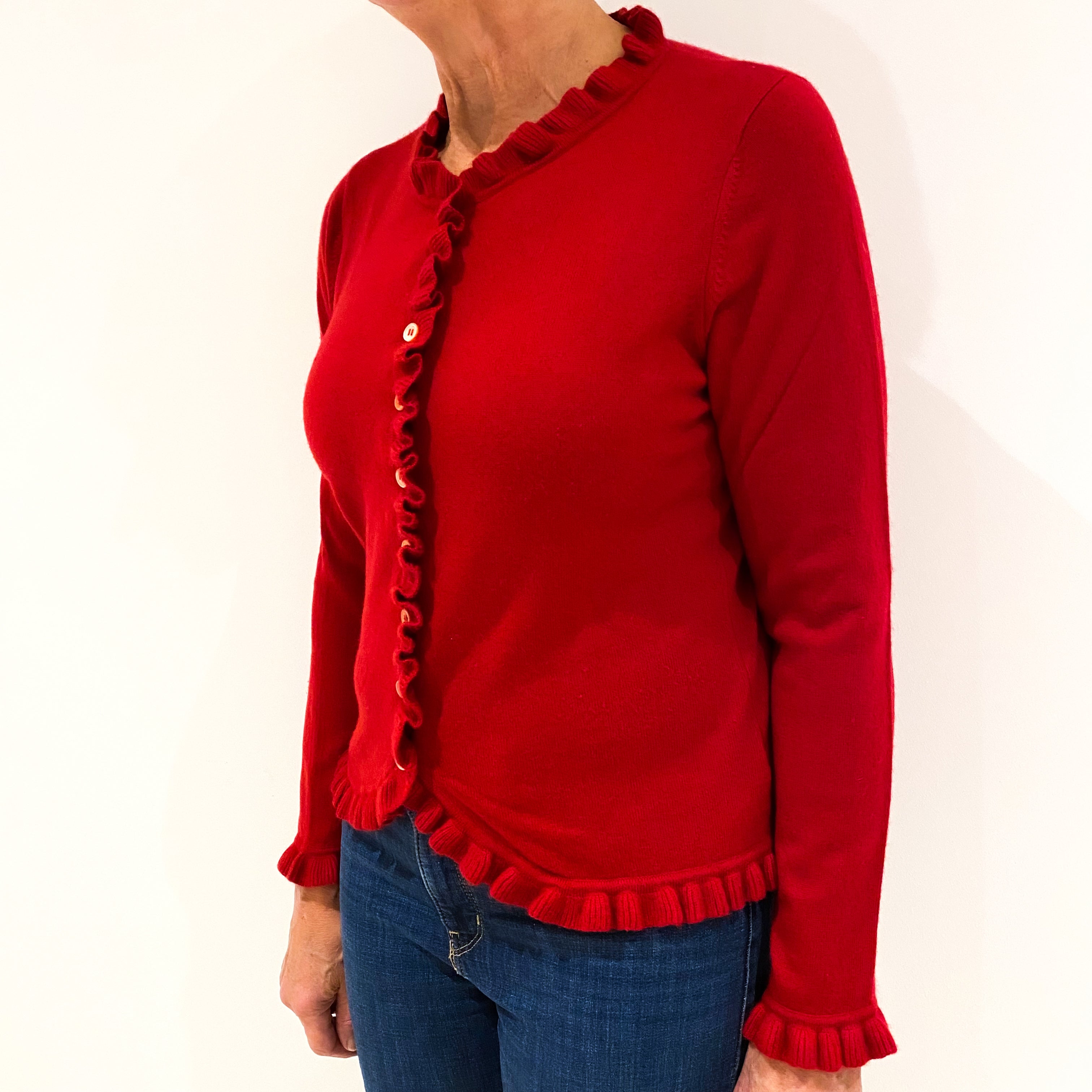 Post Box Red Cashmere Cardigan Medium