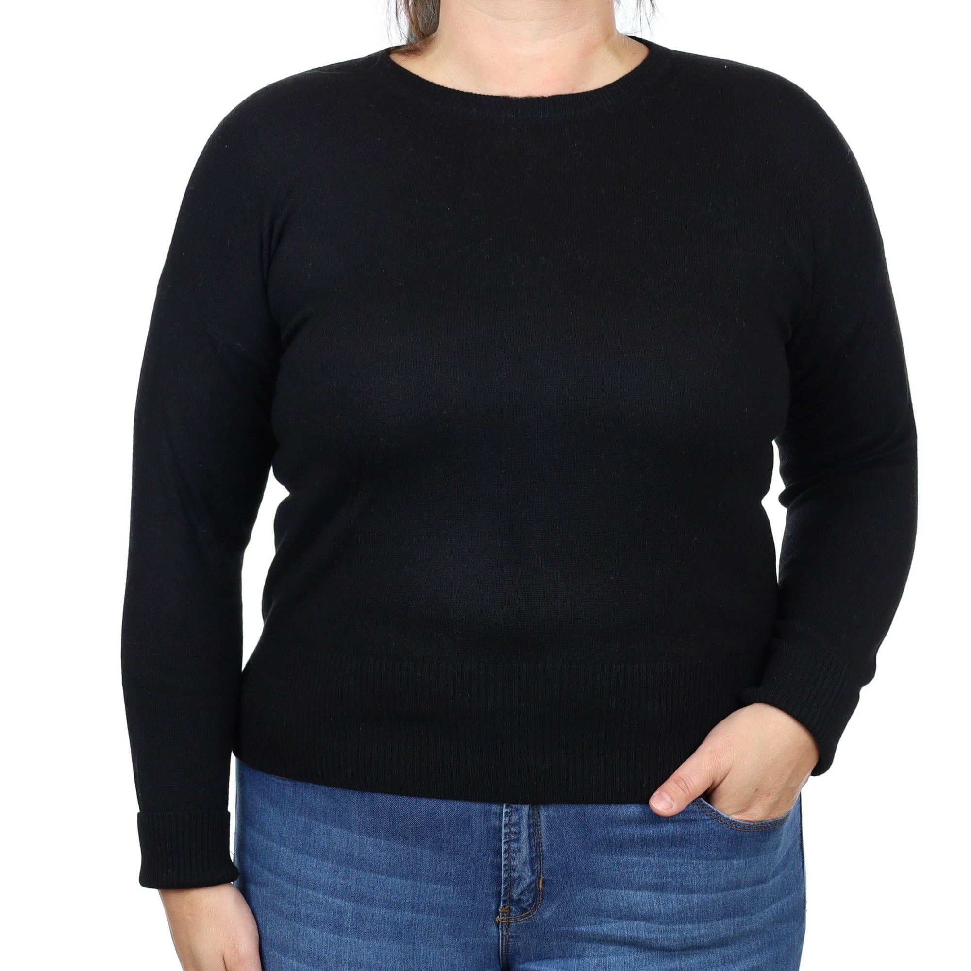 Black Cashmere Crew Neck Jumper Large