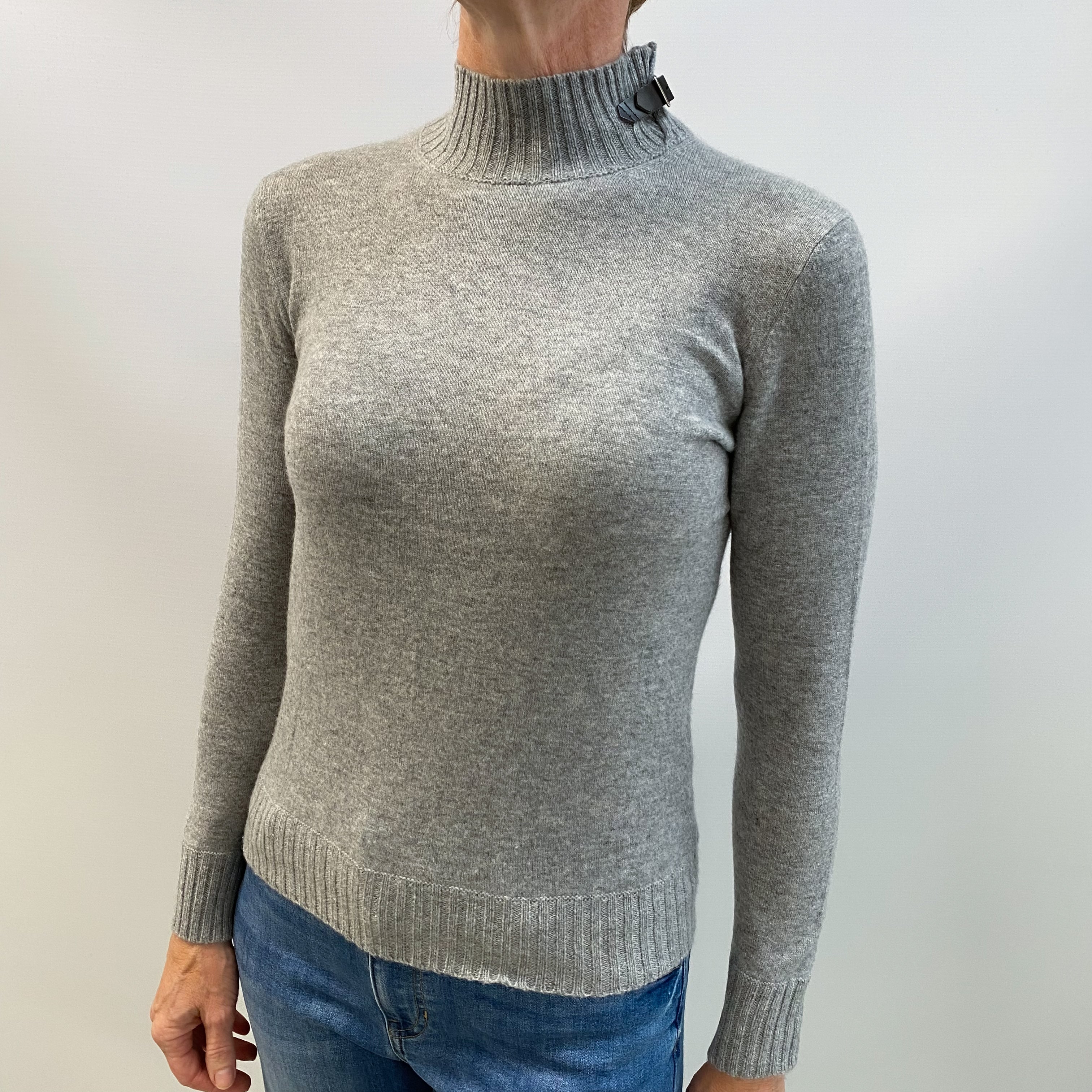 Smoke Grey Cashmere Turtle Neck Jumper Small