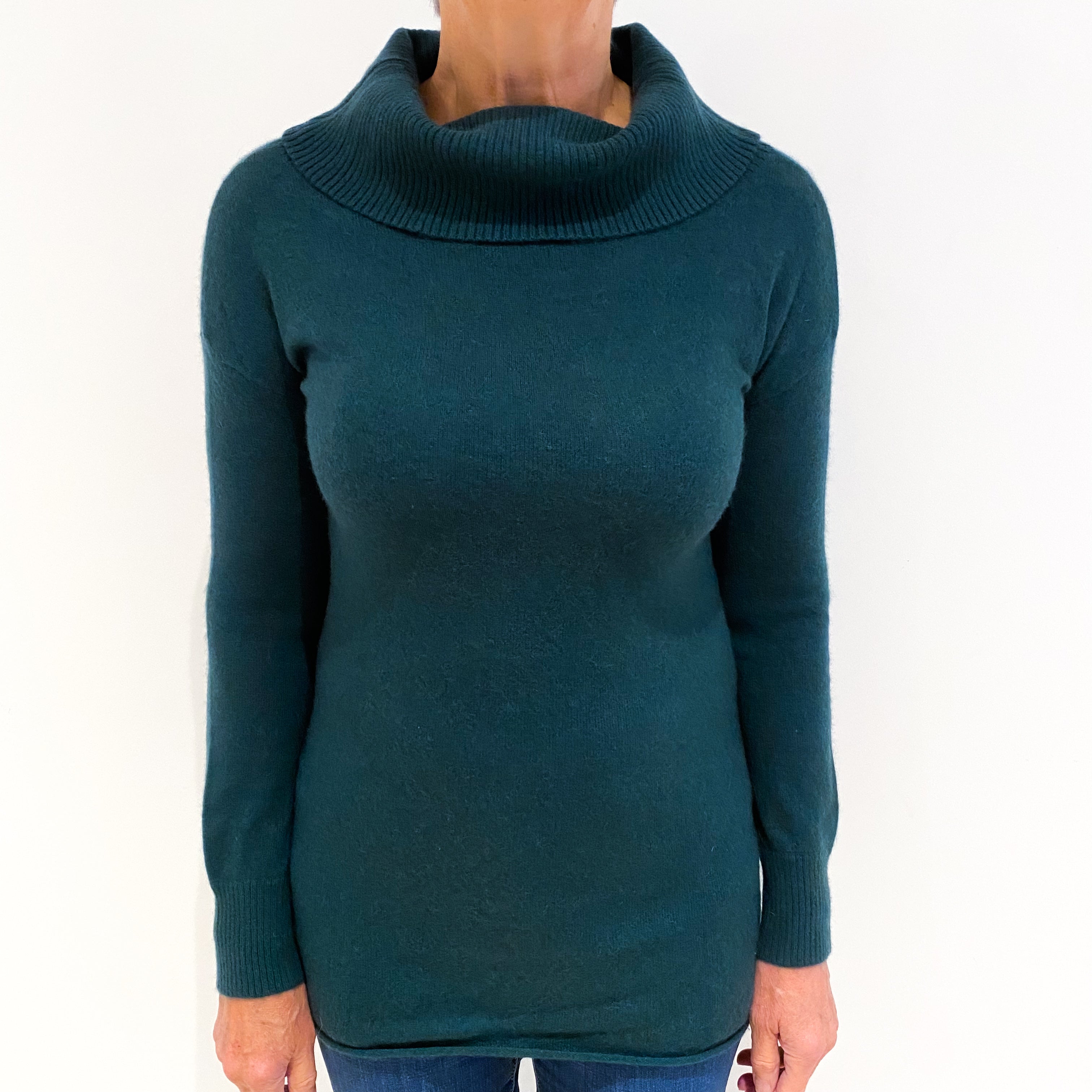 Forest Green Cashmere Cowl Neck Jumper Medium