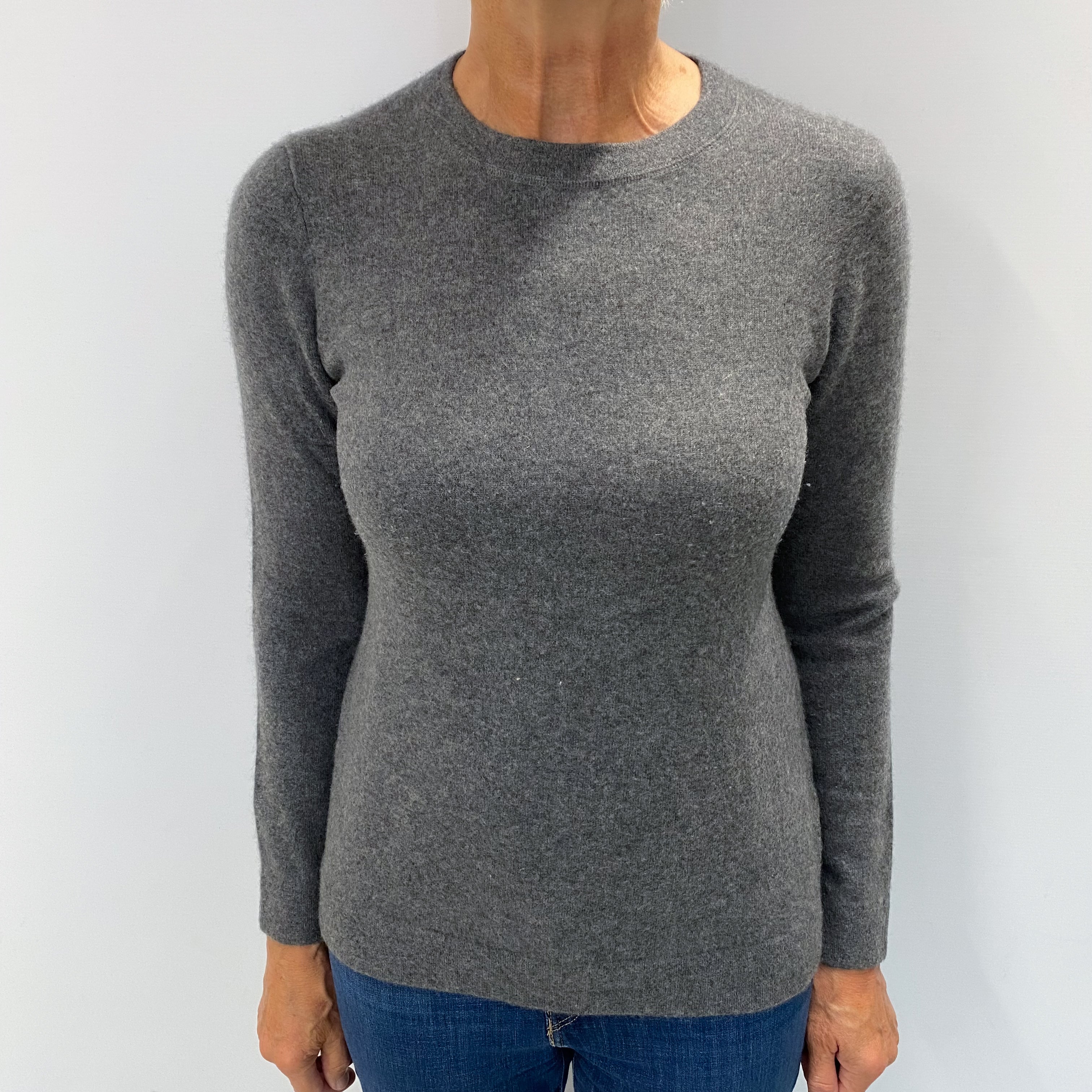 Slate Grey Cashmere Crew Neck Jumper Medium
