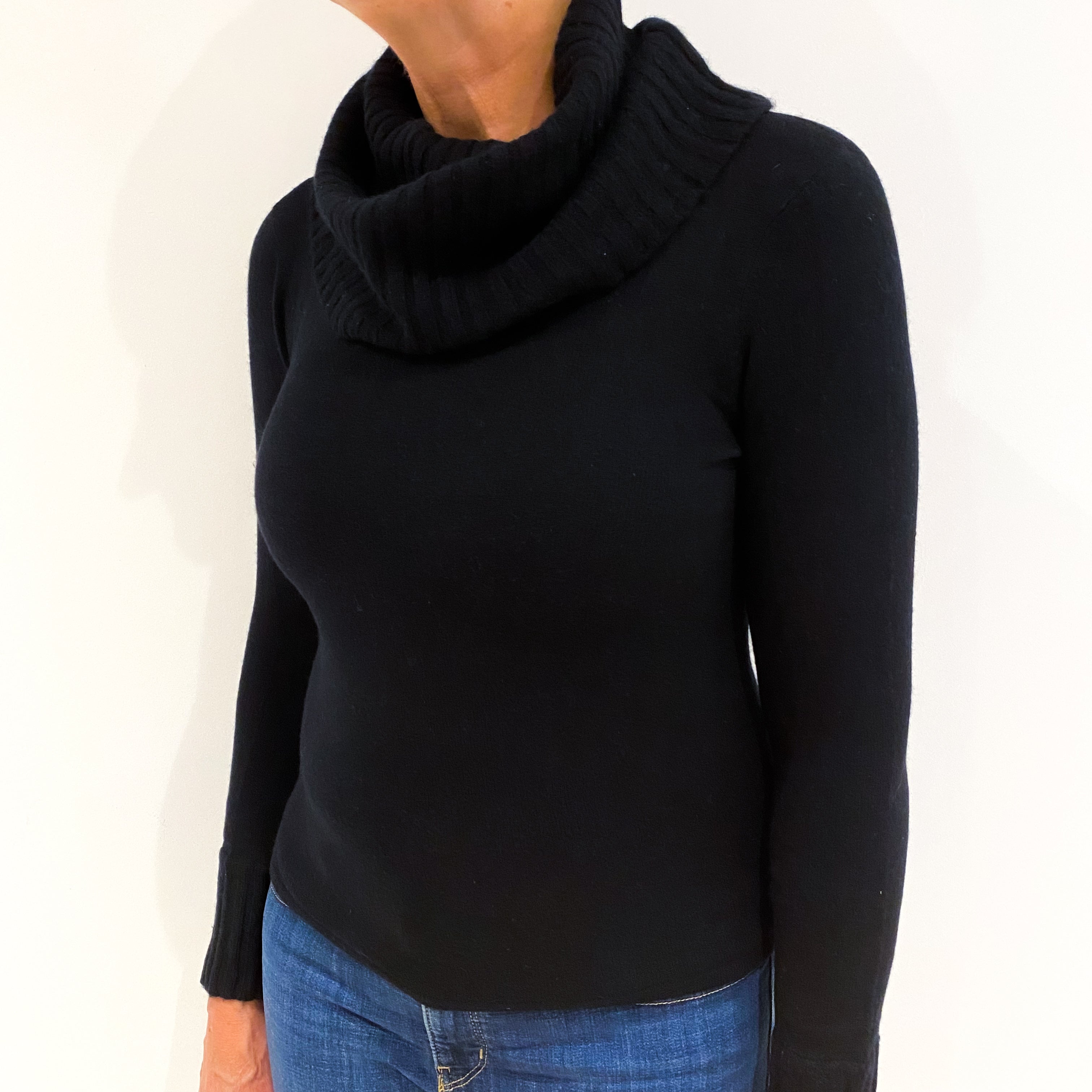 Black Cashmere Cowl Neck Jumper Medium