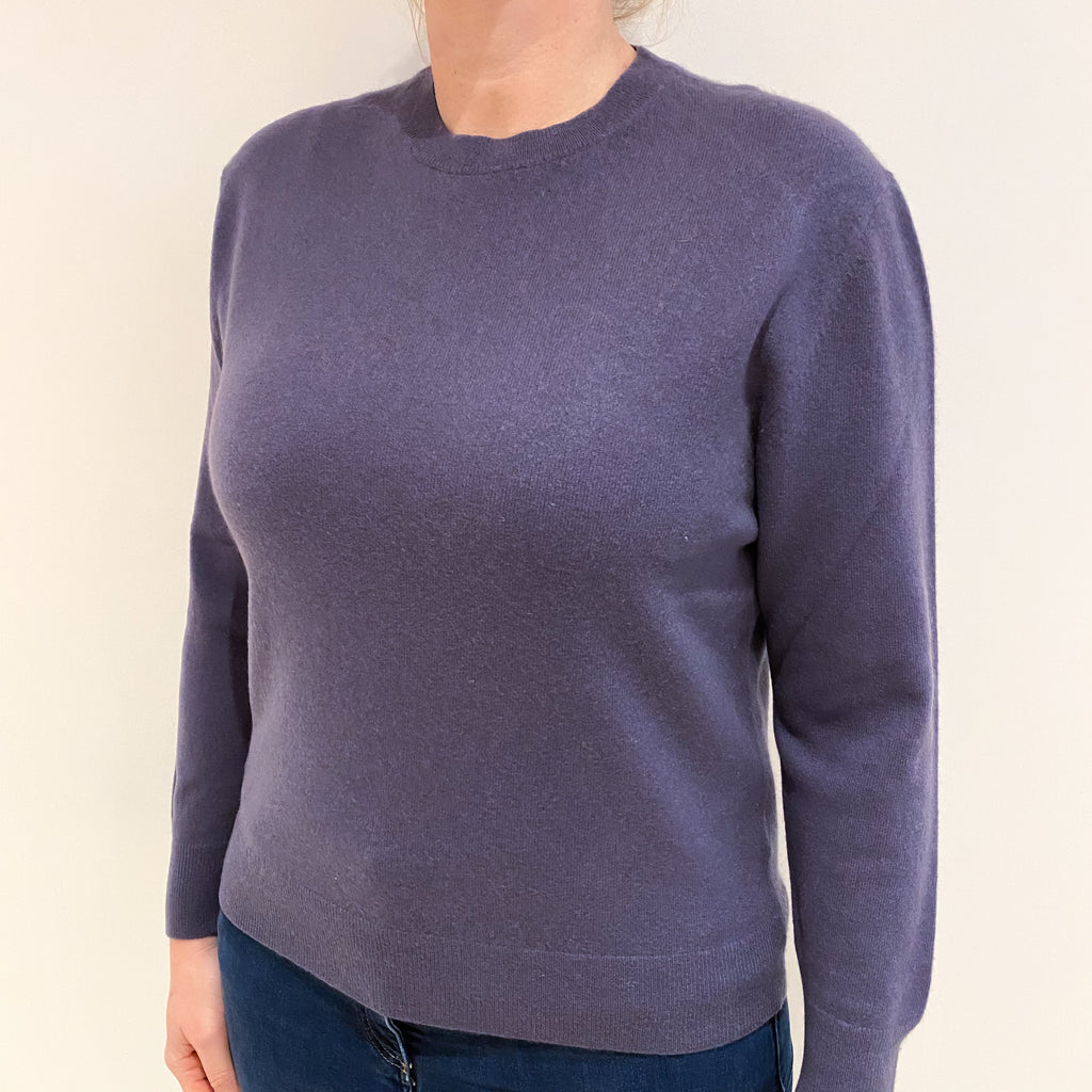 Slate Purple Cashmere Crew Neck Jumper Large