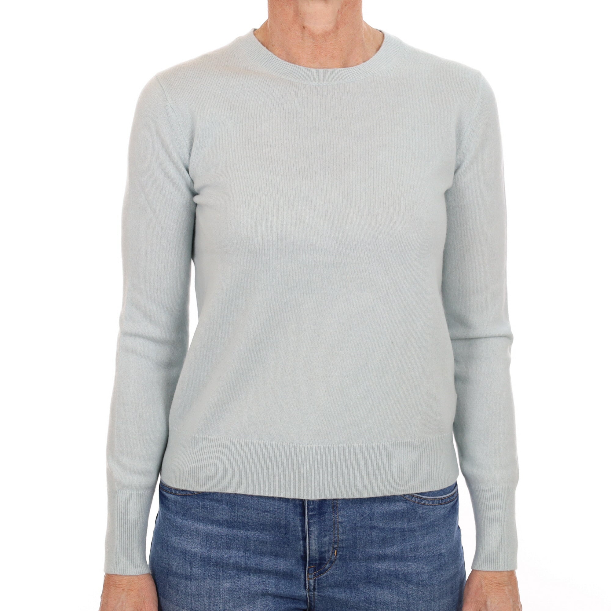 Opal Blue Cashmere Crew Neck Jumper Small