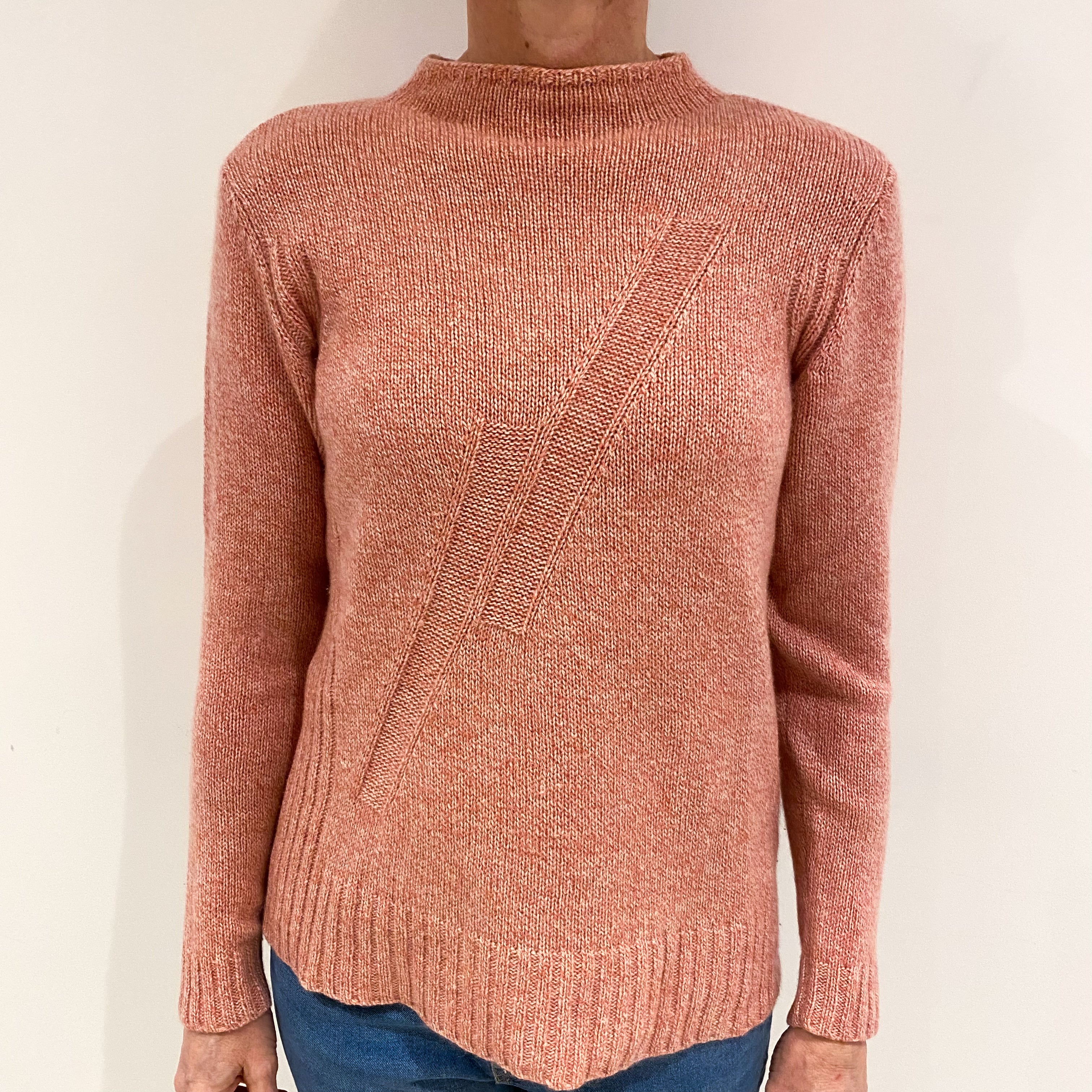 Cranberry Pink Marl Cashmere Turtle Neck Jumper Small