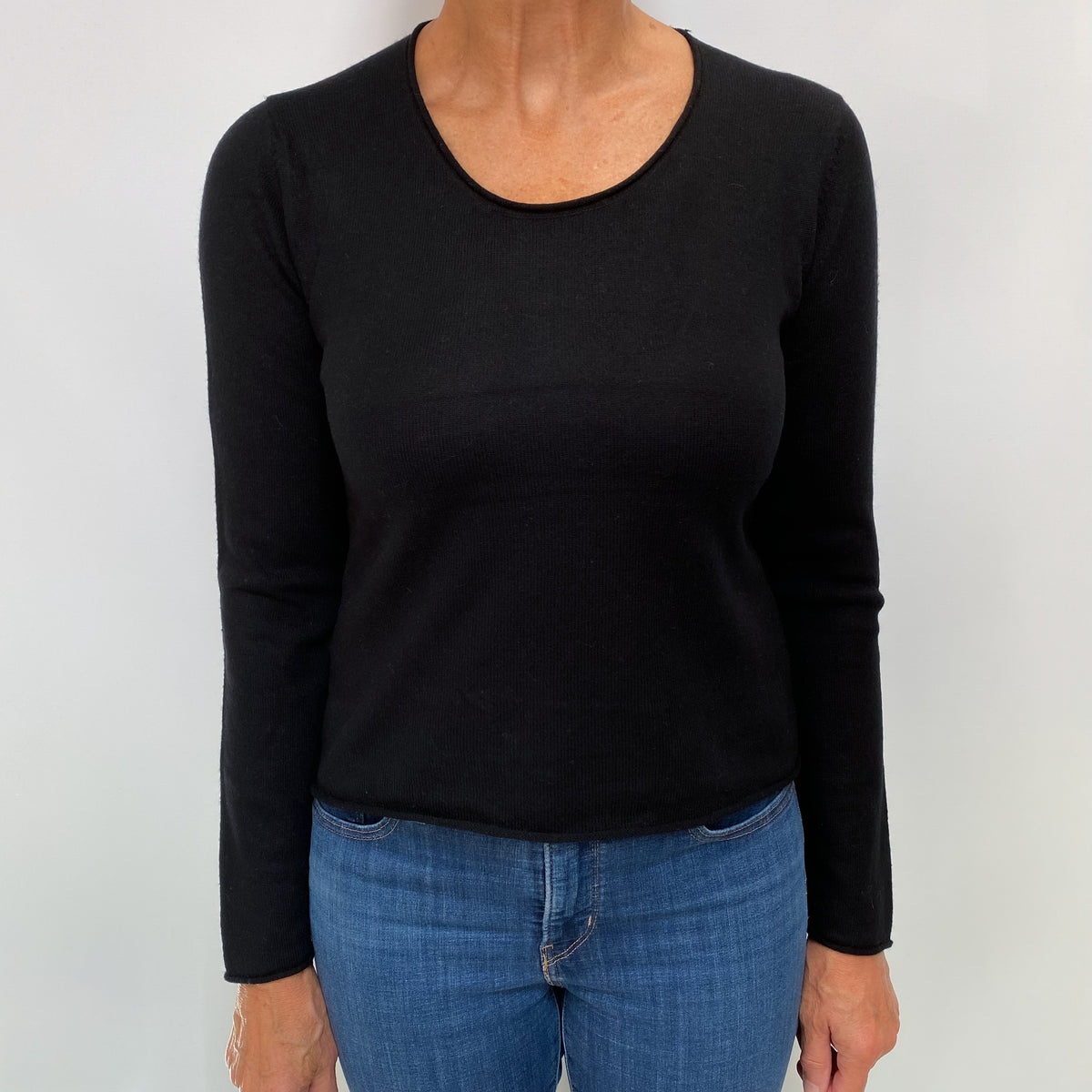 Black Cashmere Scoop Neck Jumper Medium