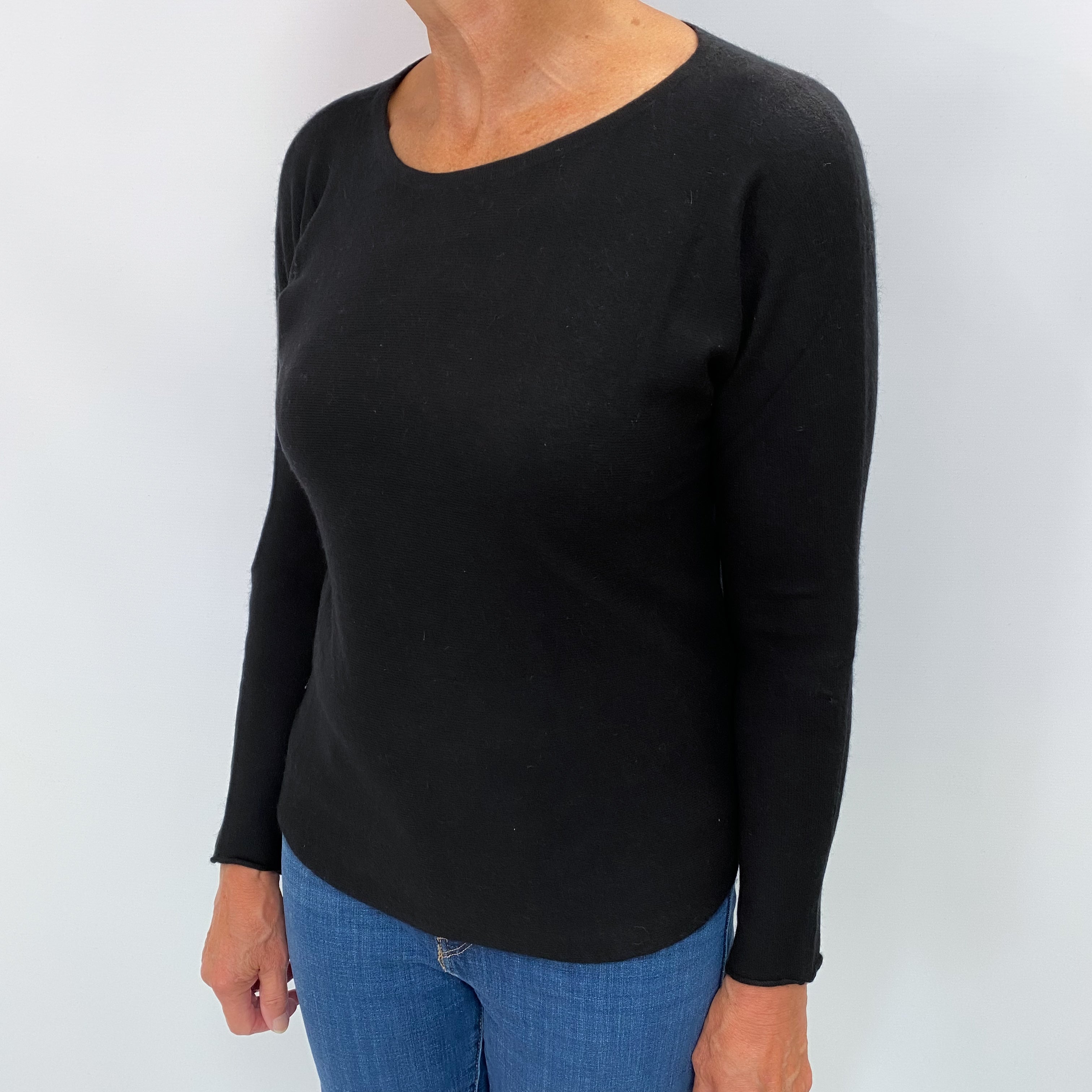 Black Cashmere Crew Neck Jumper Medium