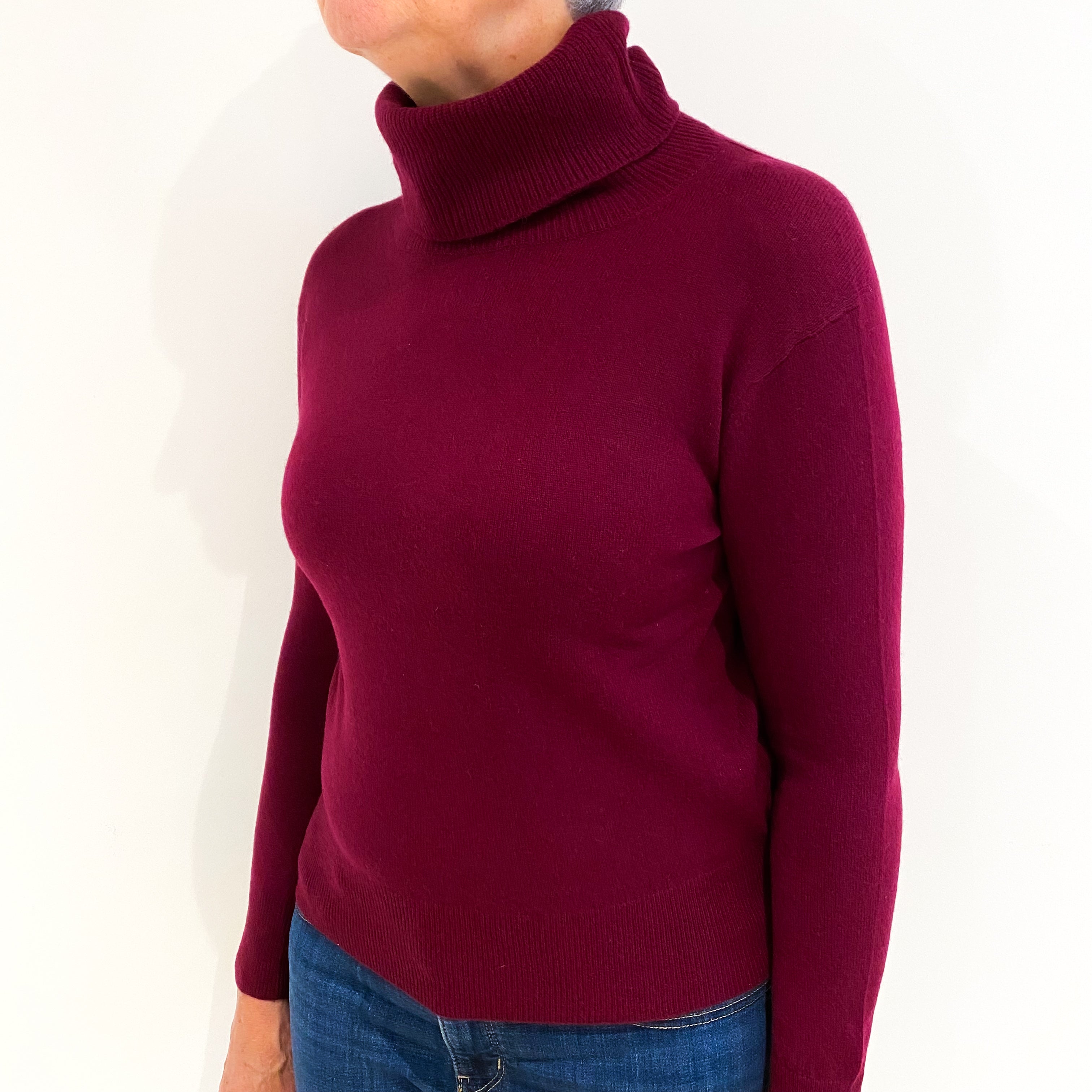 Mulberry Purple Cashmere Polo Neck Jumper Medium