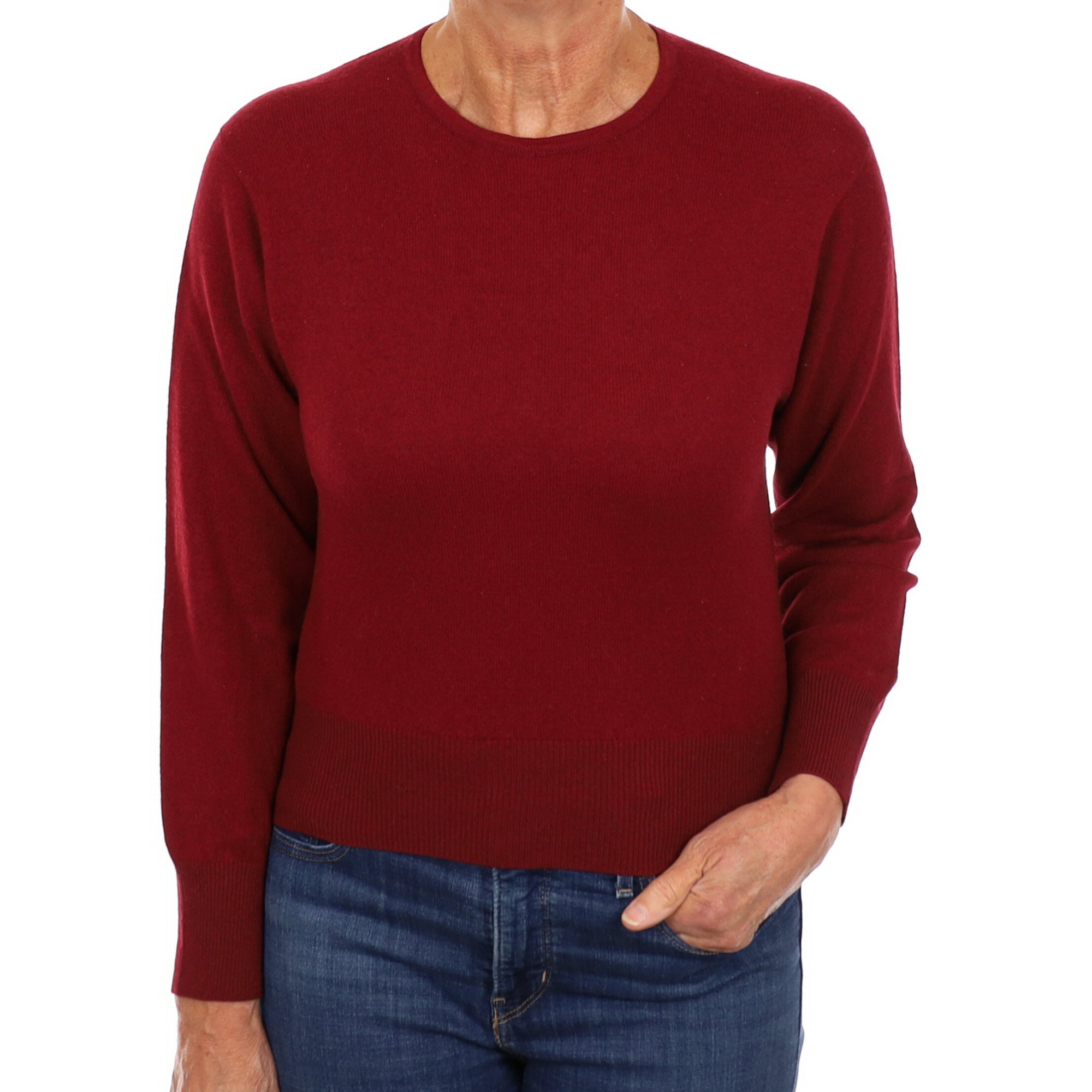 Burgundy Red Cashmere Crew Neck Jumper Medium