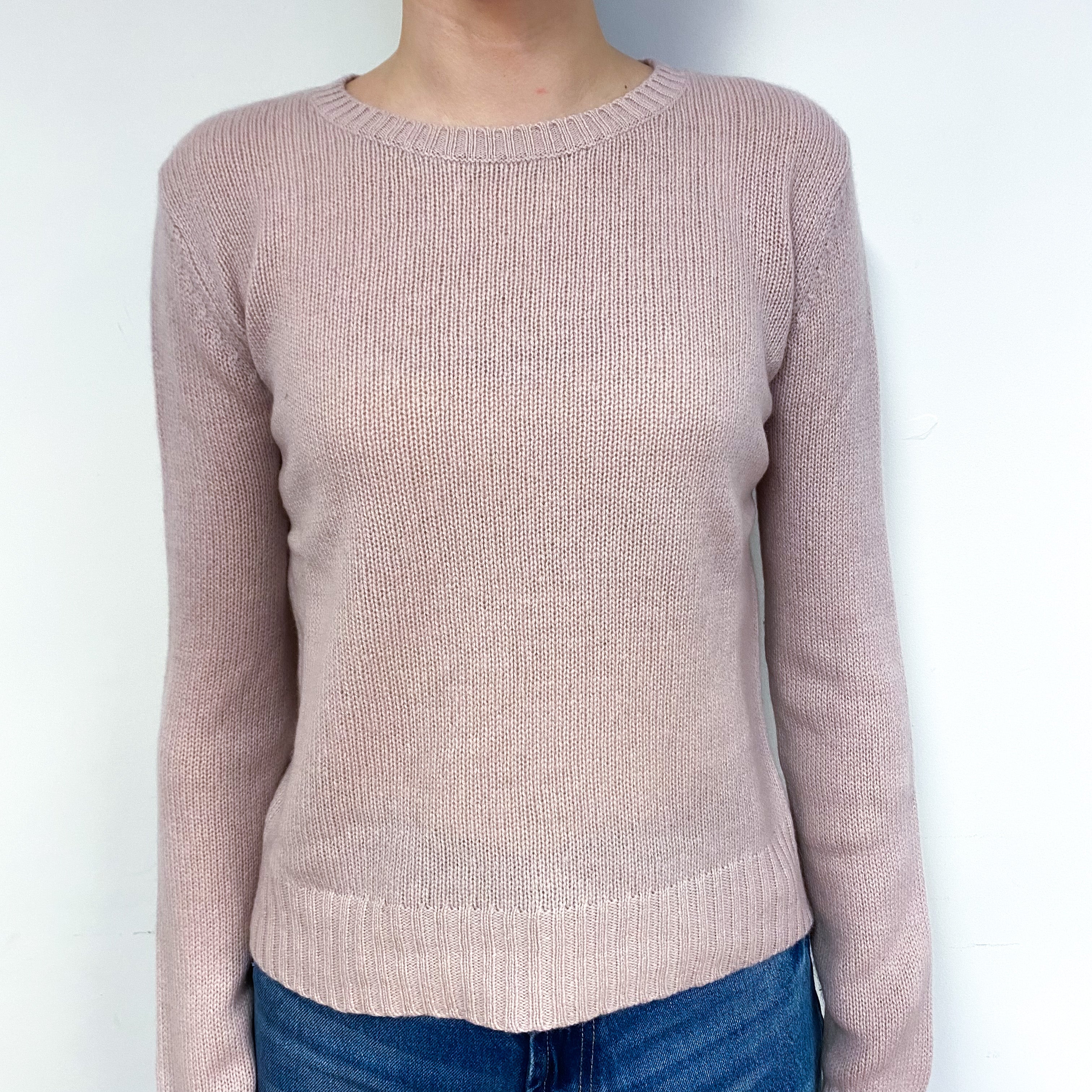 Pale Mauve Pink Cashmere Crew Neck Jumper Extra Small