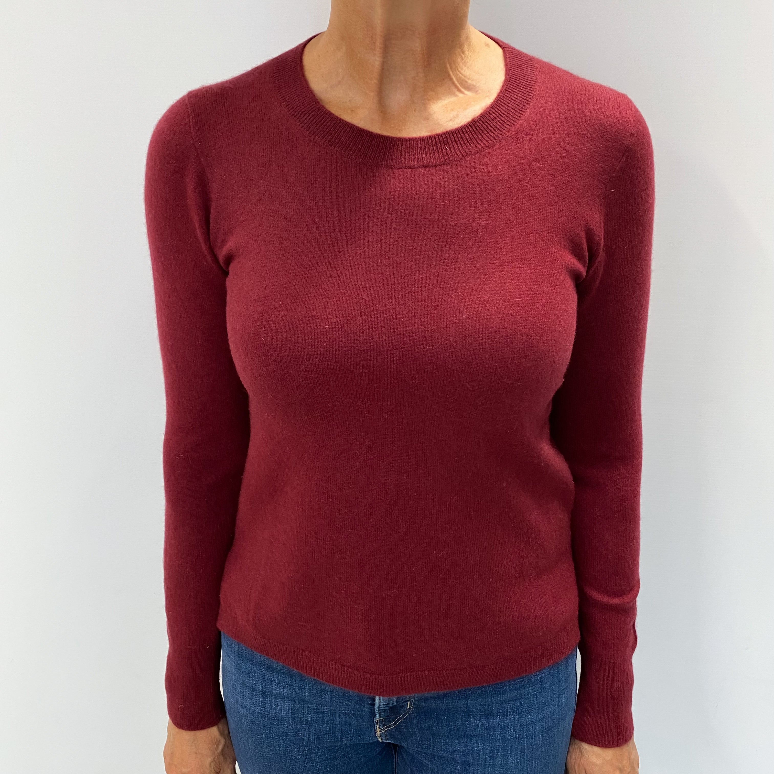 Maroon Red Cashmere Crew Neck Jumper Medium