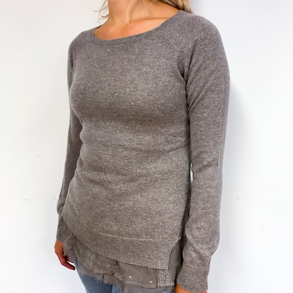 Mink Brown Cashmere Crew Neck Jumper Small
