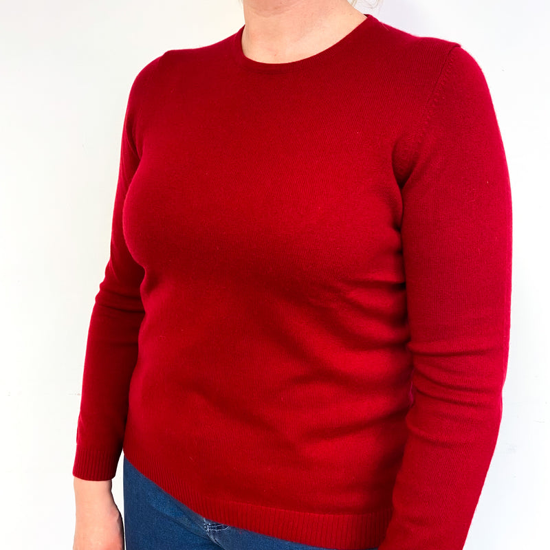 Post Box Red Cashmere Crew Neck Jumper Large