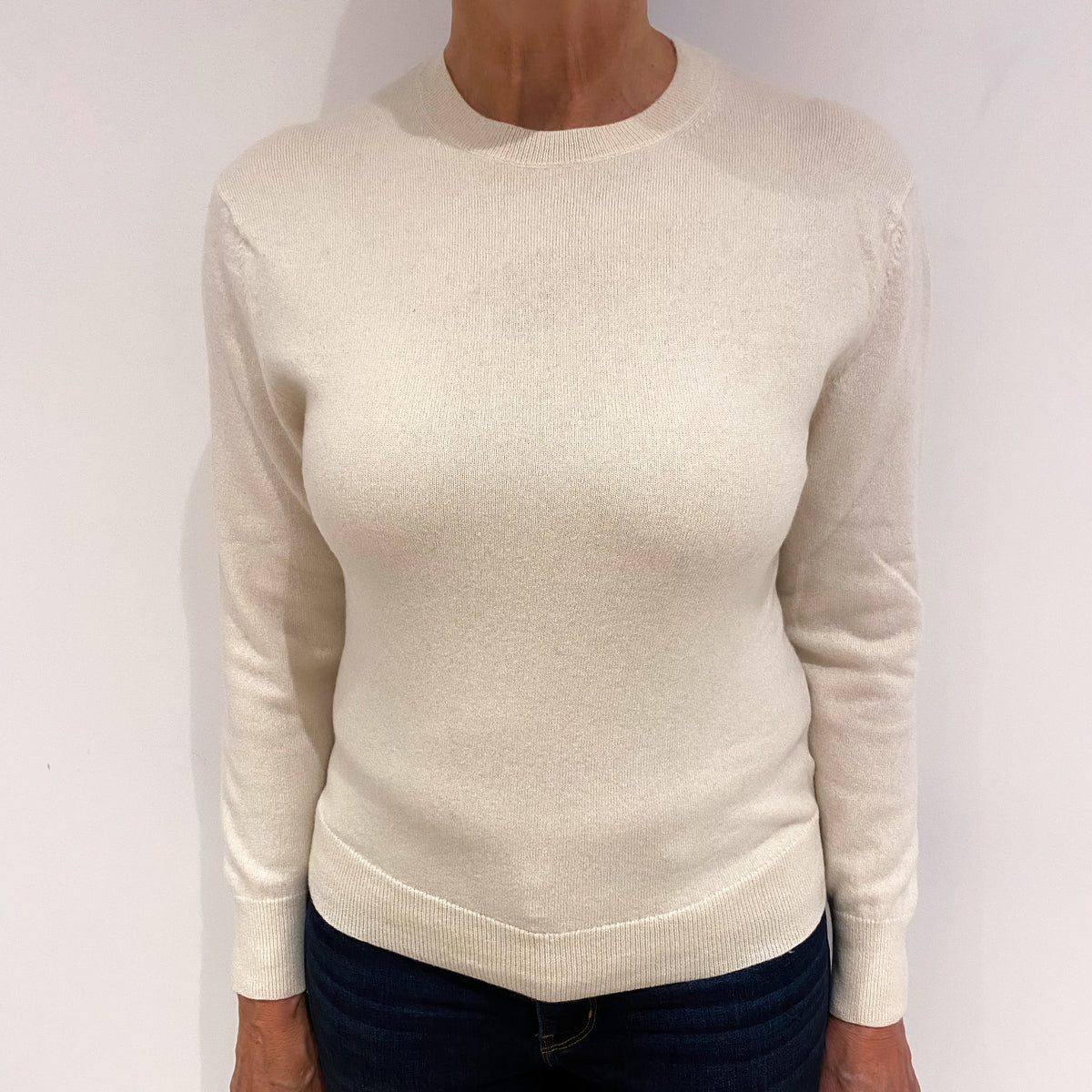 Vanilla Cream Cashmere Crew Neck Jumper Medium