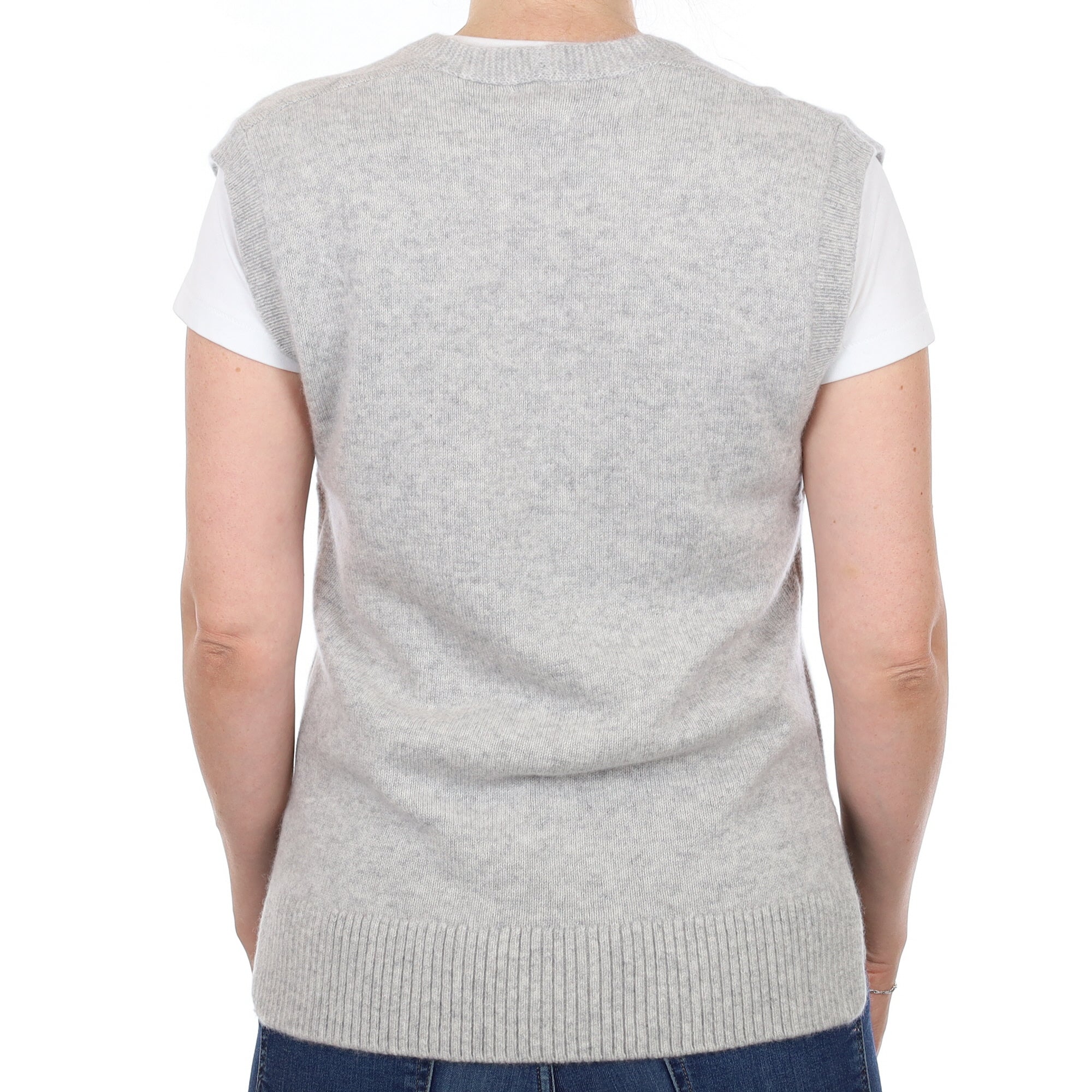 Brand New Mist Grey Luxury Cashmere Tank Top Small UK 8-10