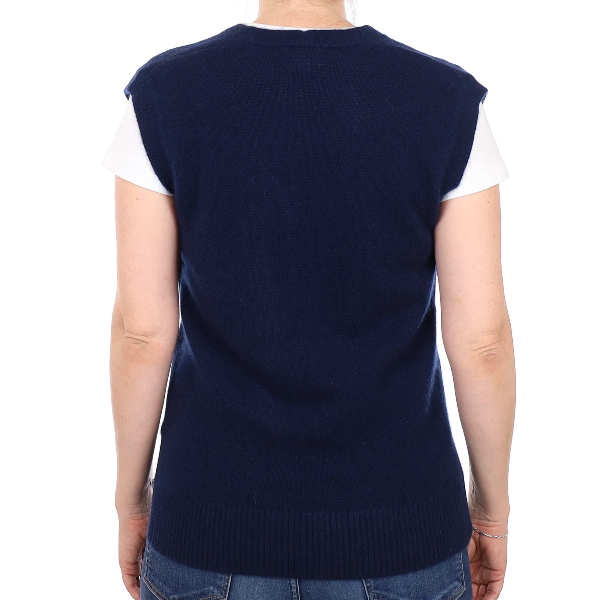 Brand New Navy Luxury Cashmere Tank Top Small UK 8-10