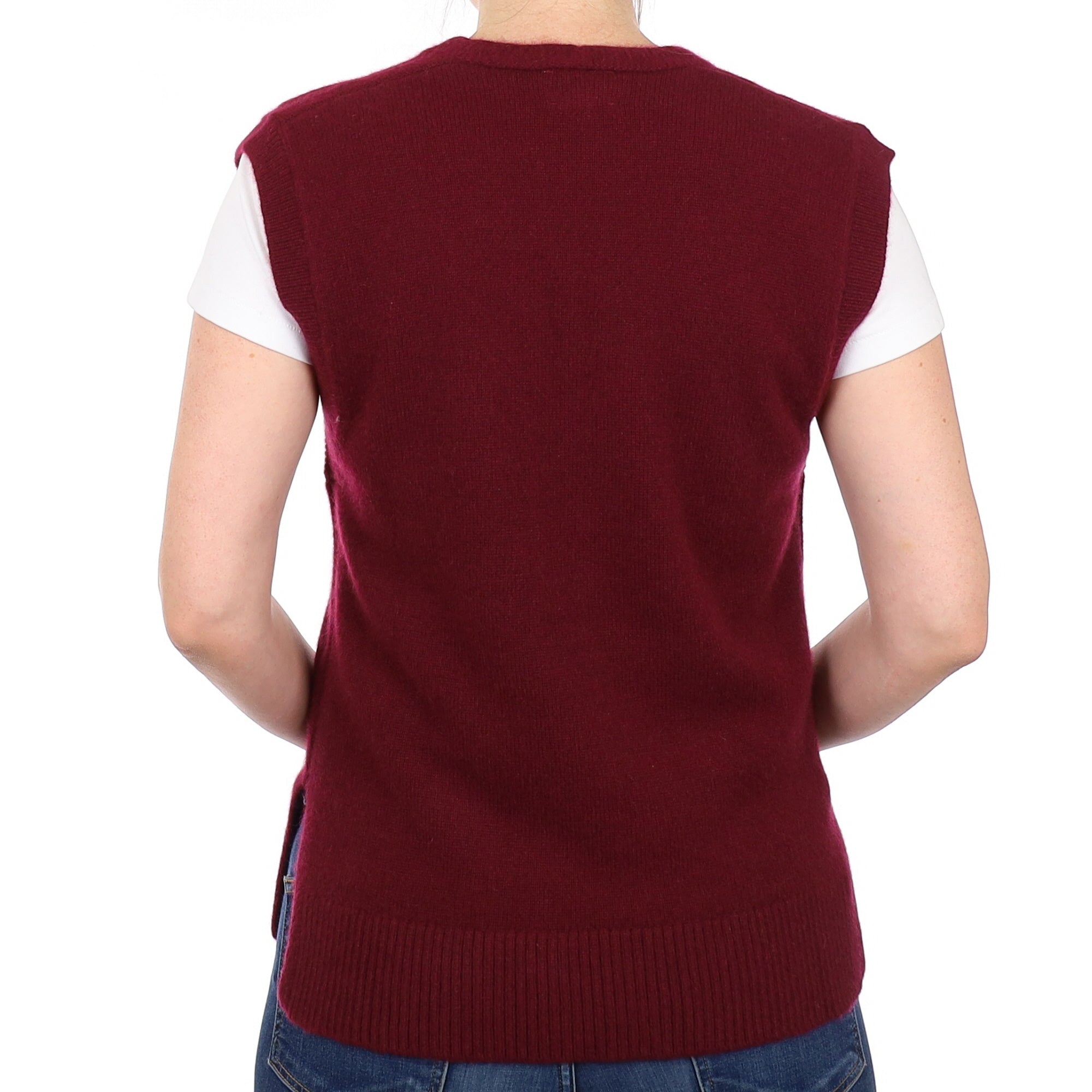 Brand New Rich Wine Luxury Cashmere Tank Top Small UK 8-10