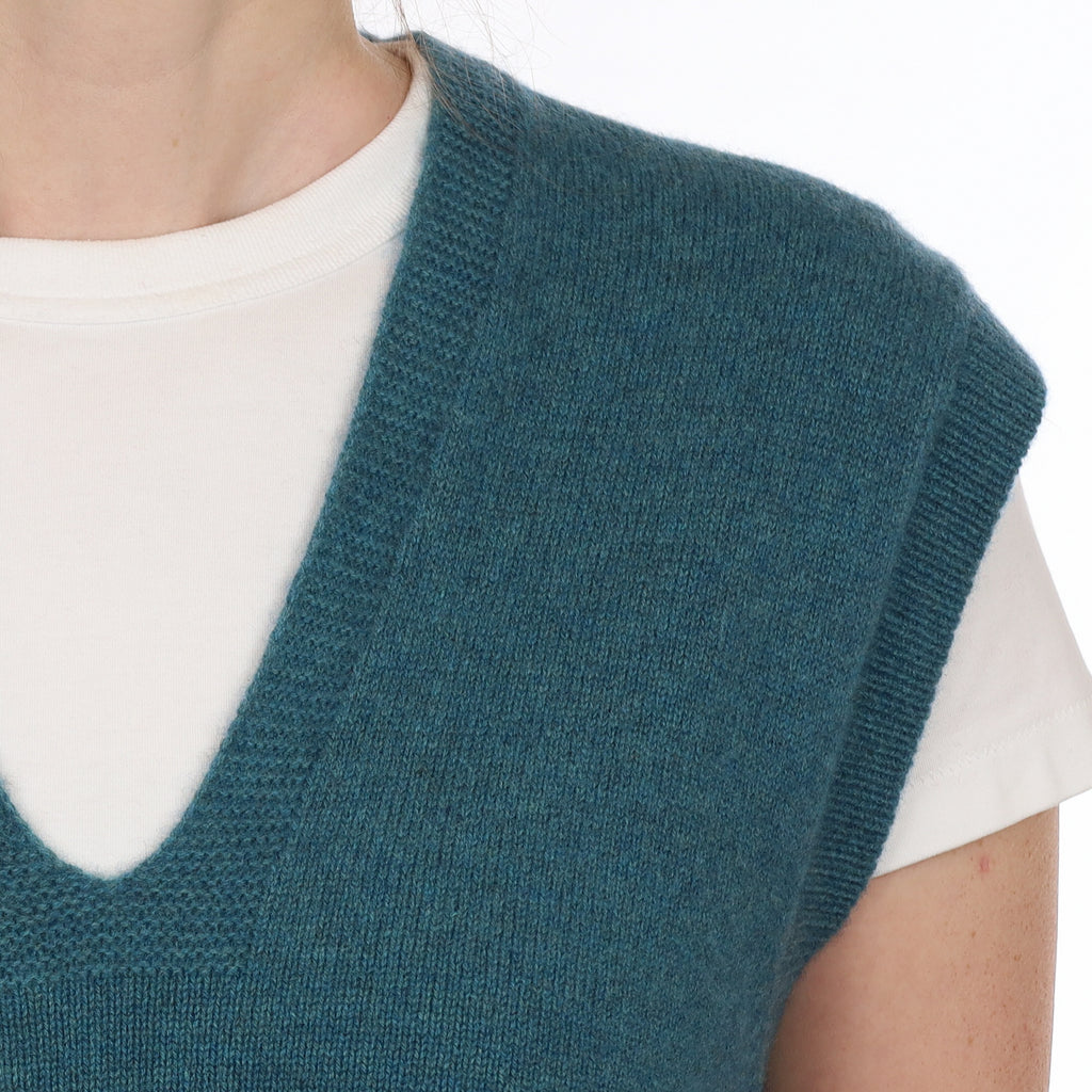 Brand New Ocean Green Luxury Cashmere Tank Top Small UK 8-10