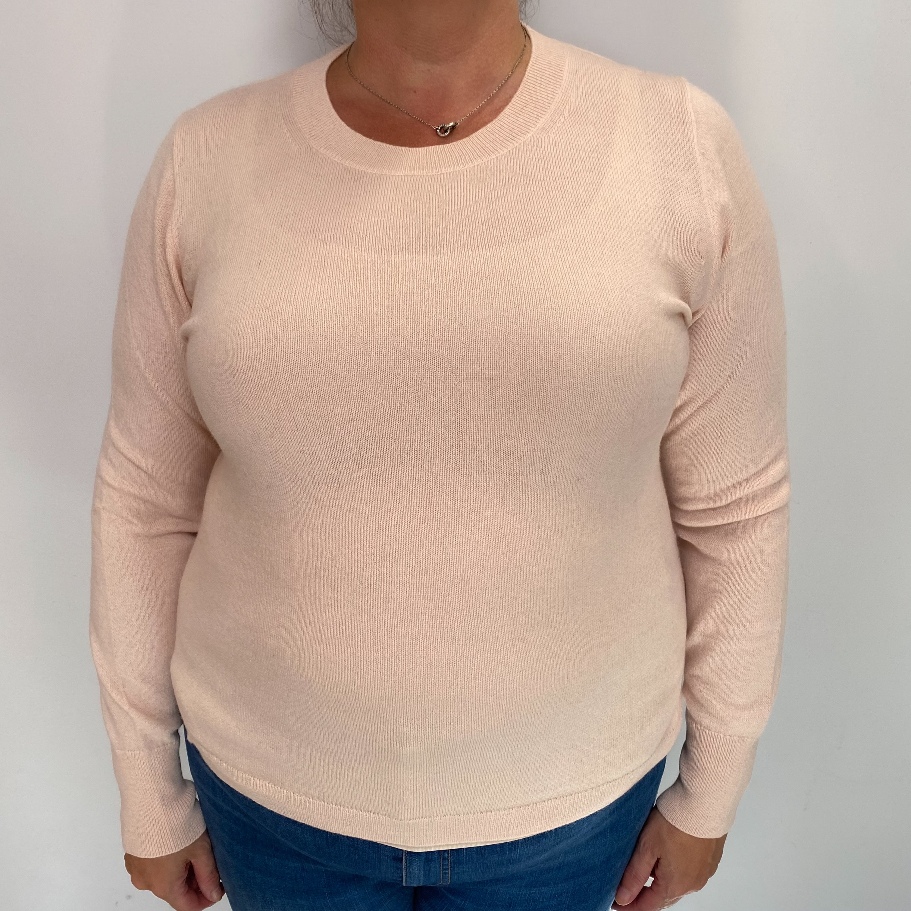 Shell Pink Cashmere Crew Neck Jumper Extra Large
