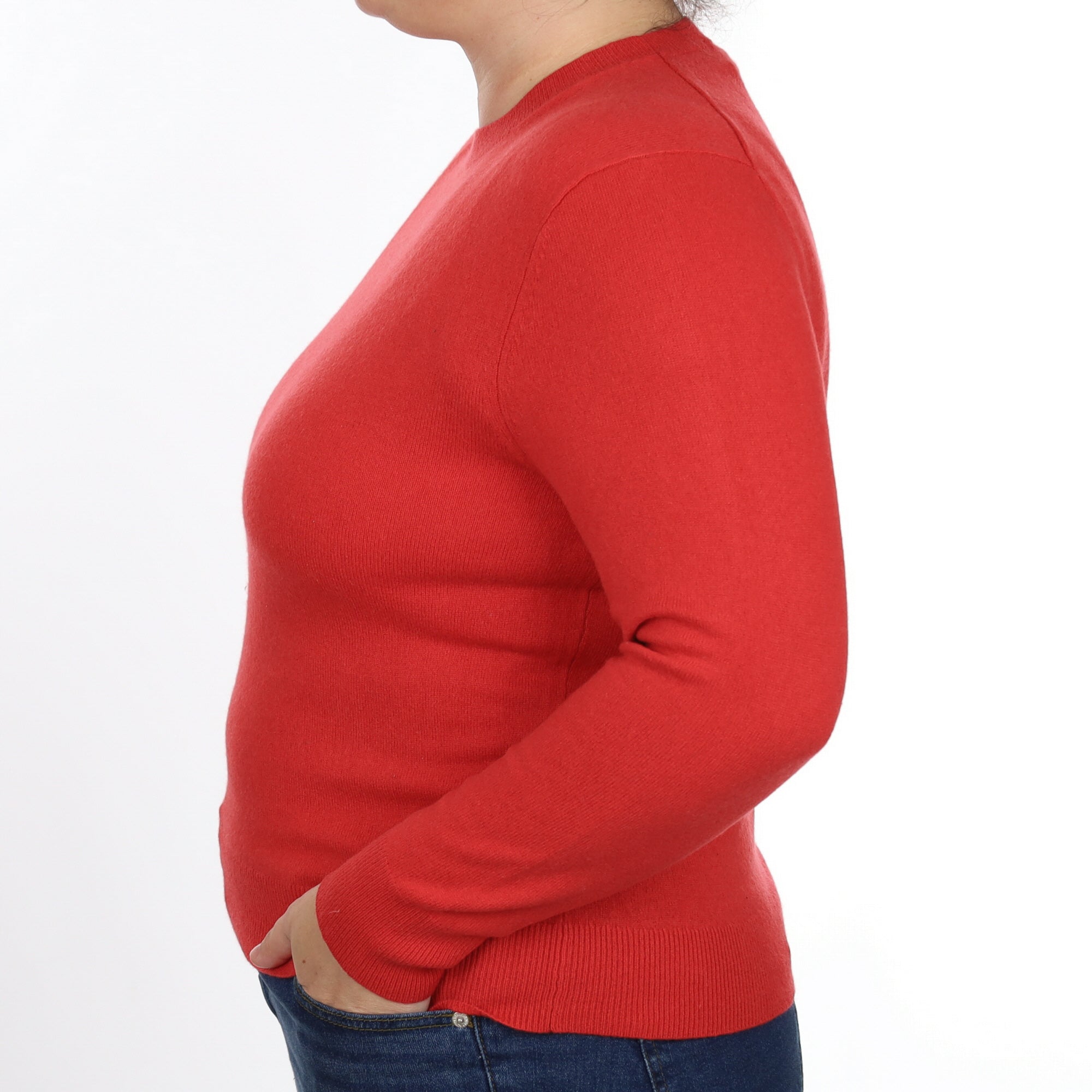 Strawberry Red Cashmere Crew Neck Jumper Large