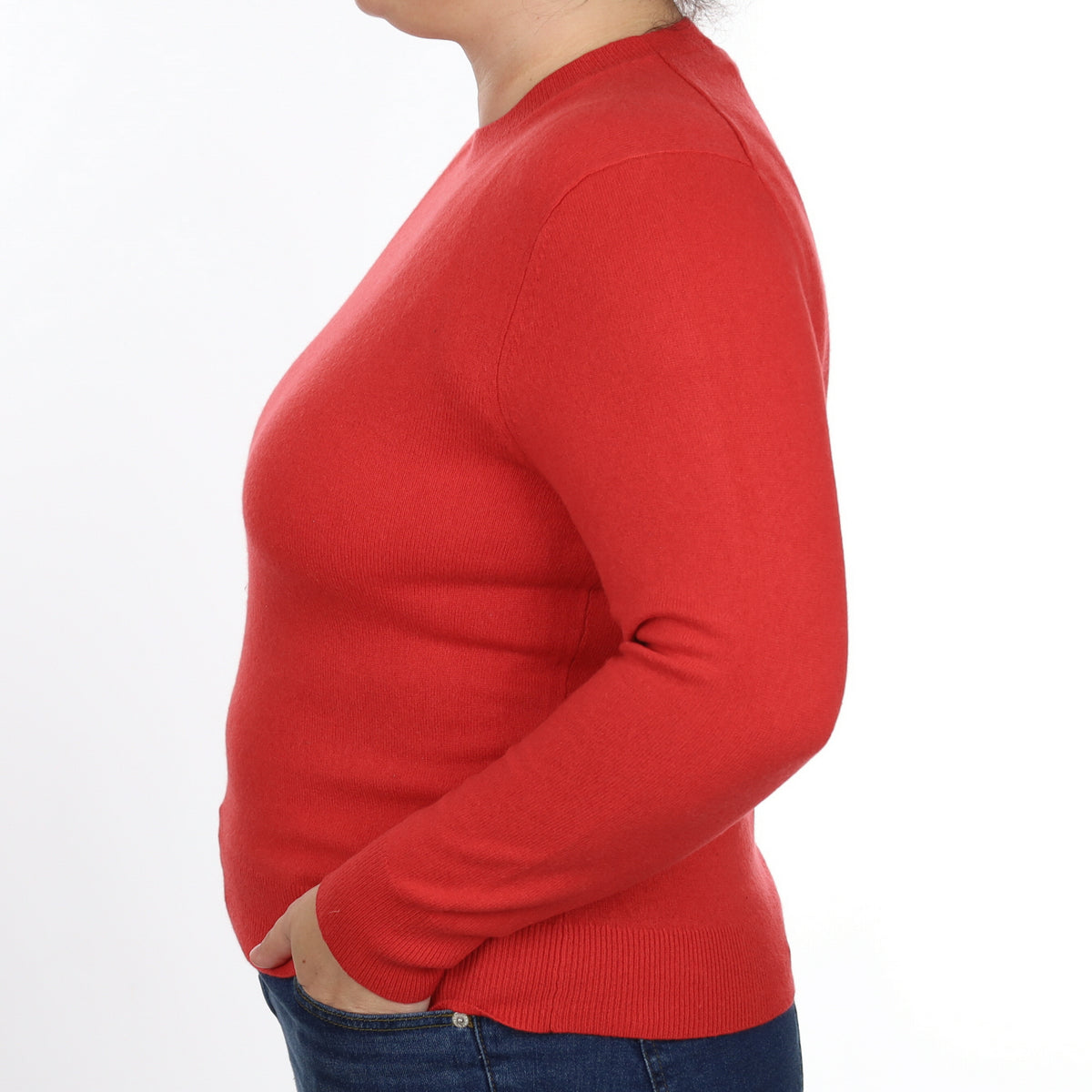 Strawberry Red Cashmere Crew Neck Jumper Large