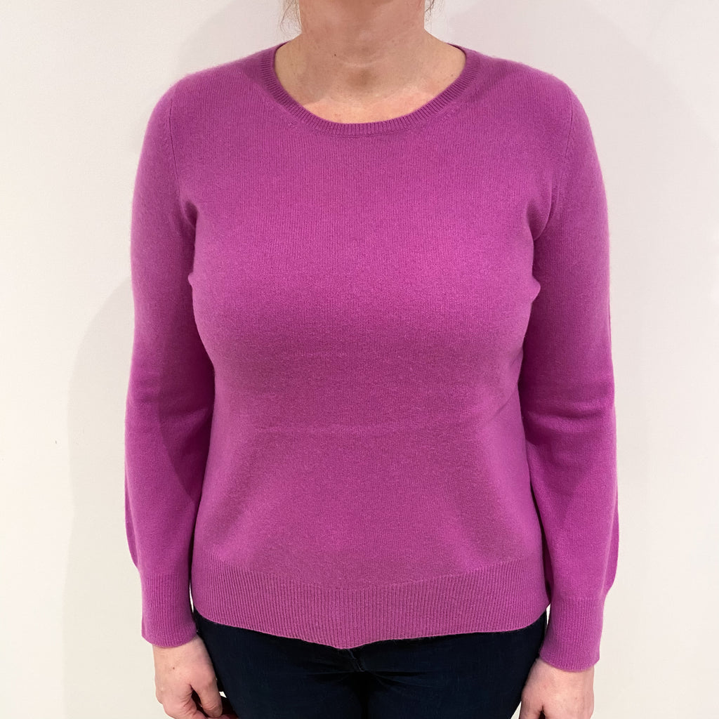 Loganberry Pink Cashmere Crew Neck Jumper Large